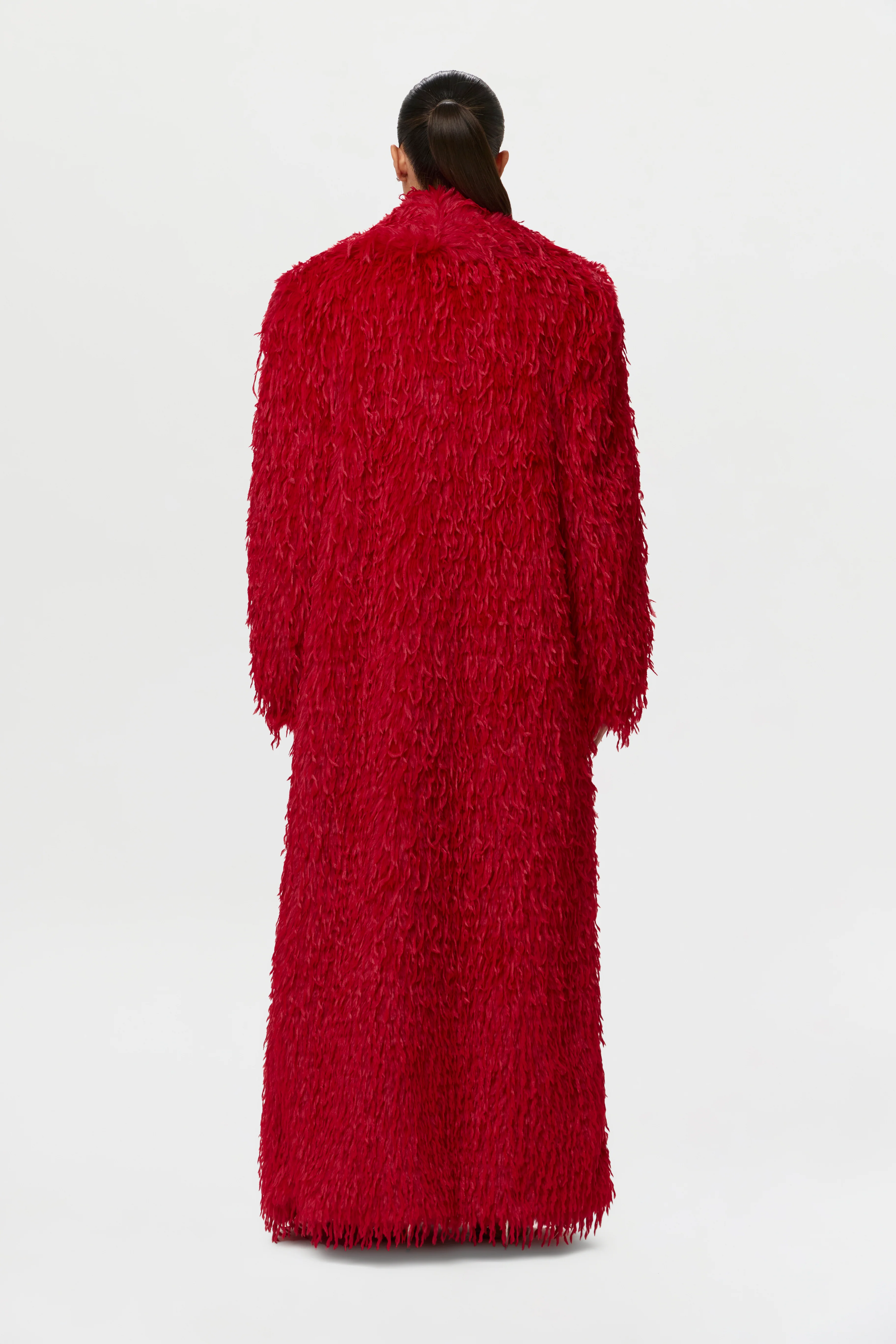 Faux Feather Long Coat - Image 16