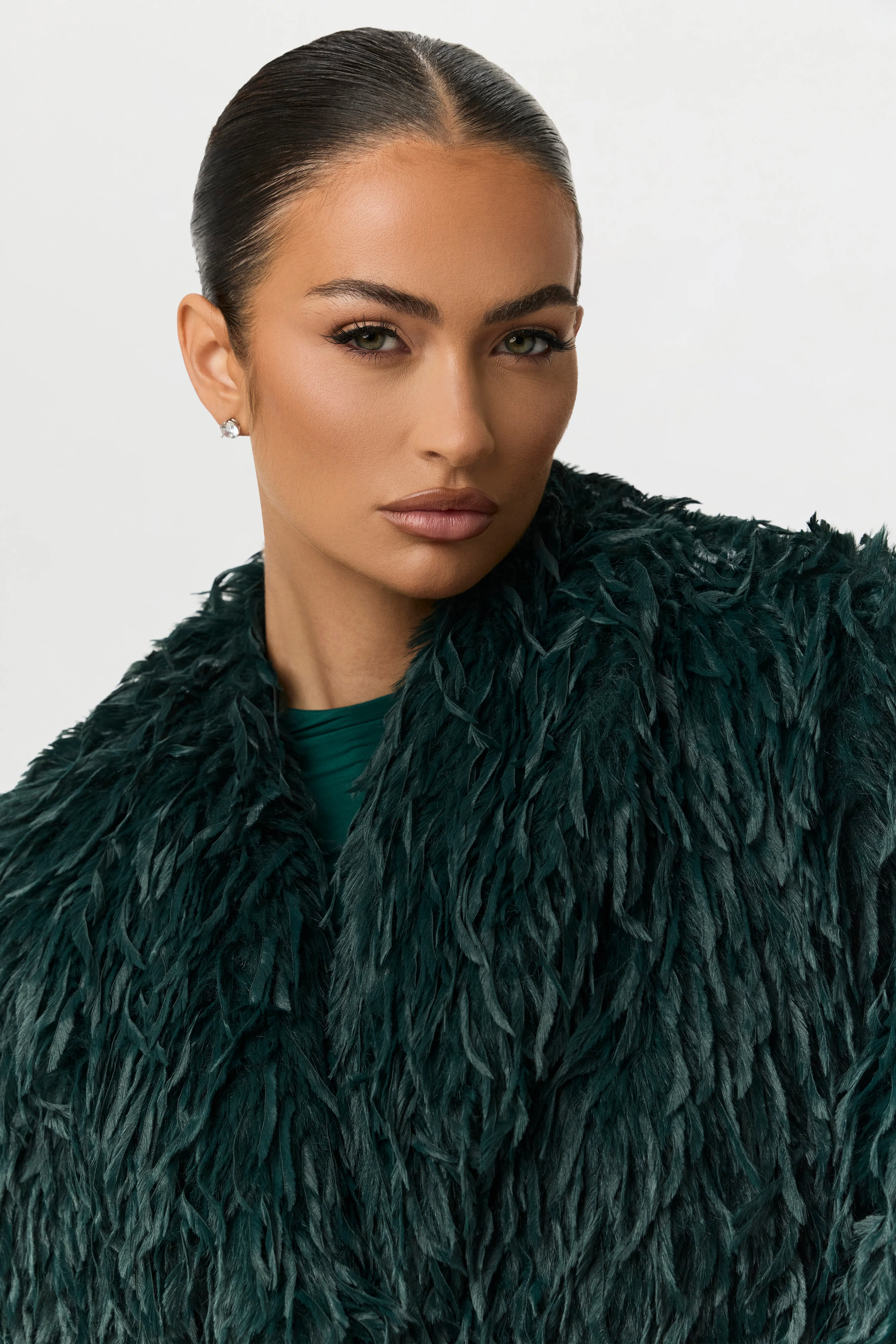 Faux Feather Long Coat - Image 24