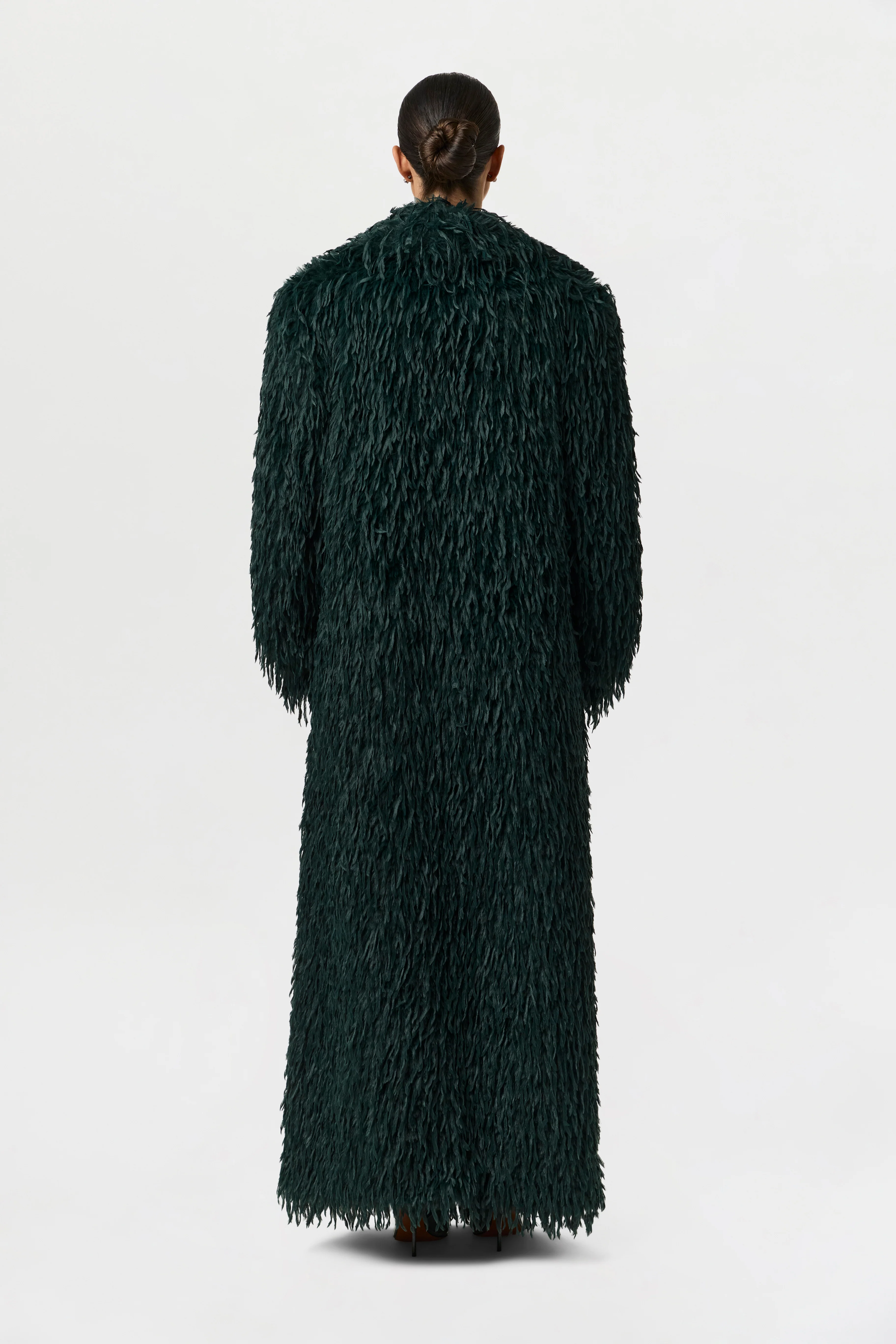 Faux Feather Long Coat - Image 26