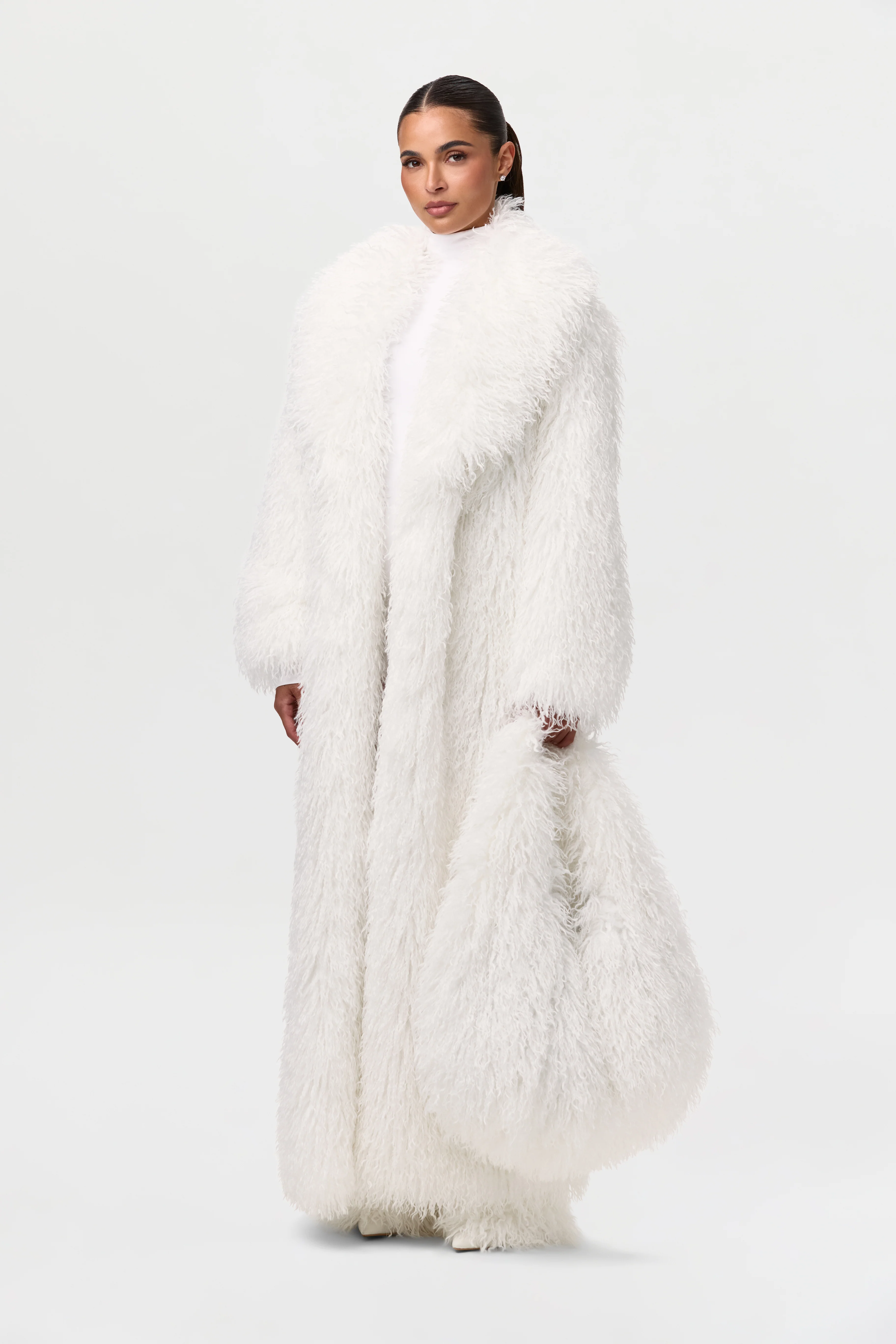 Faux Fur Plush Long Coat - Image 12