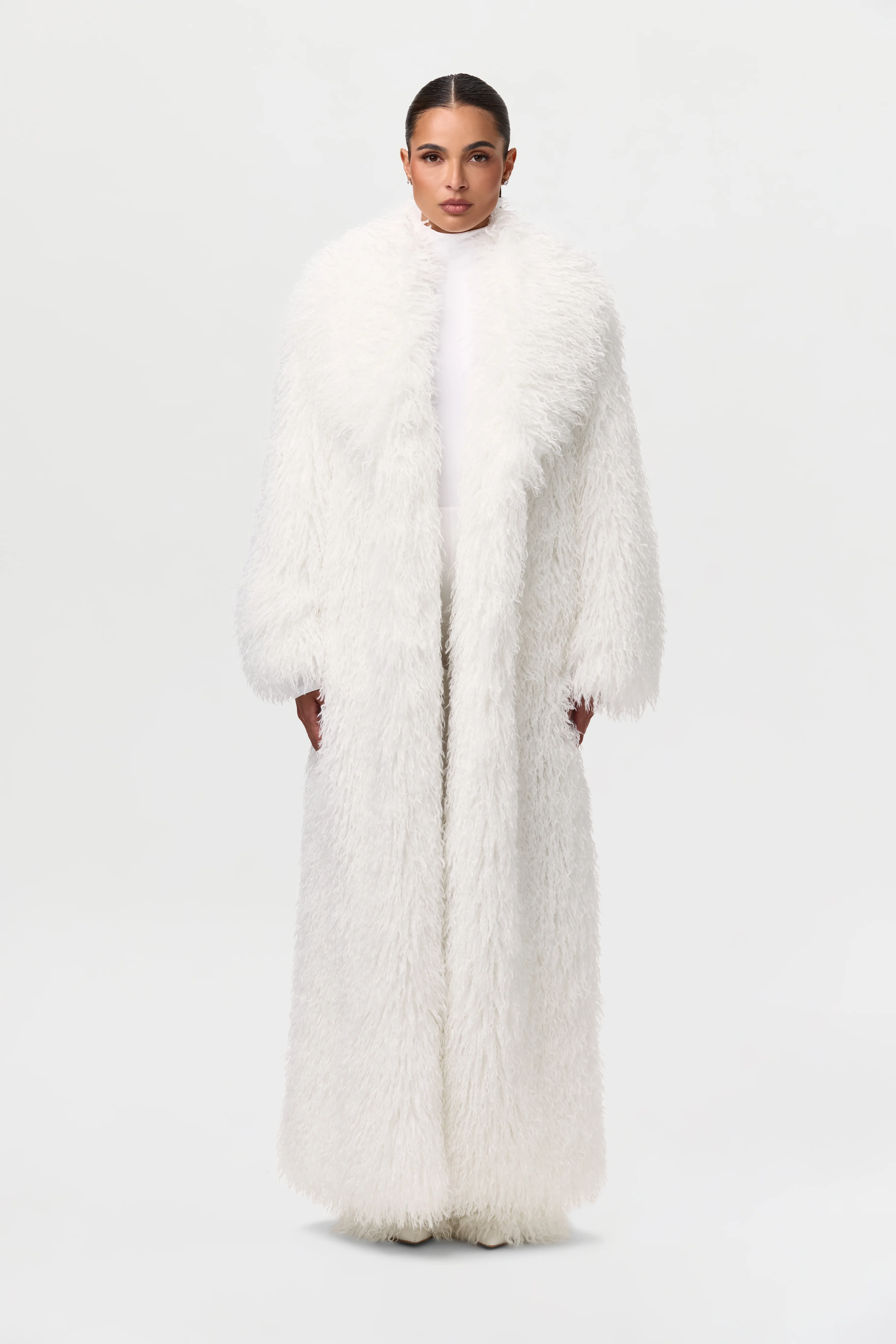 Faux Fur Plush Long Coat - Image 13