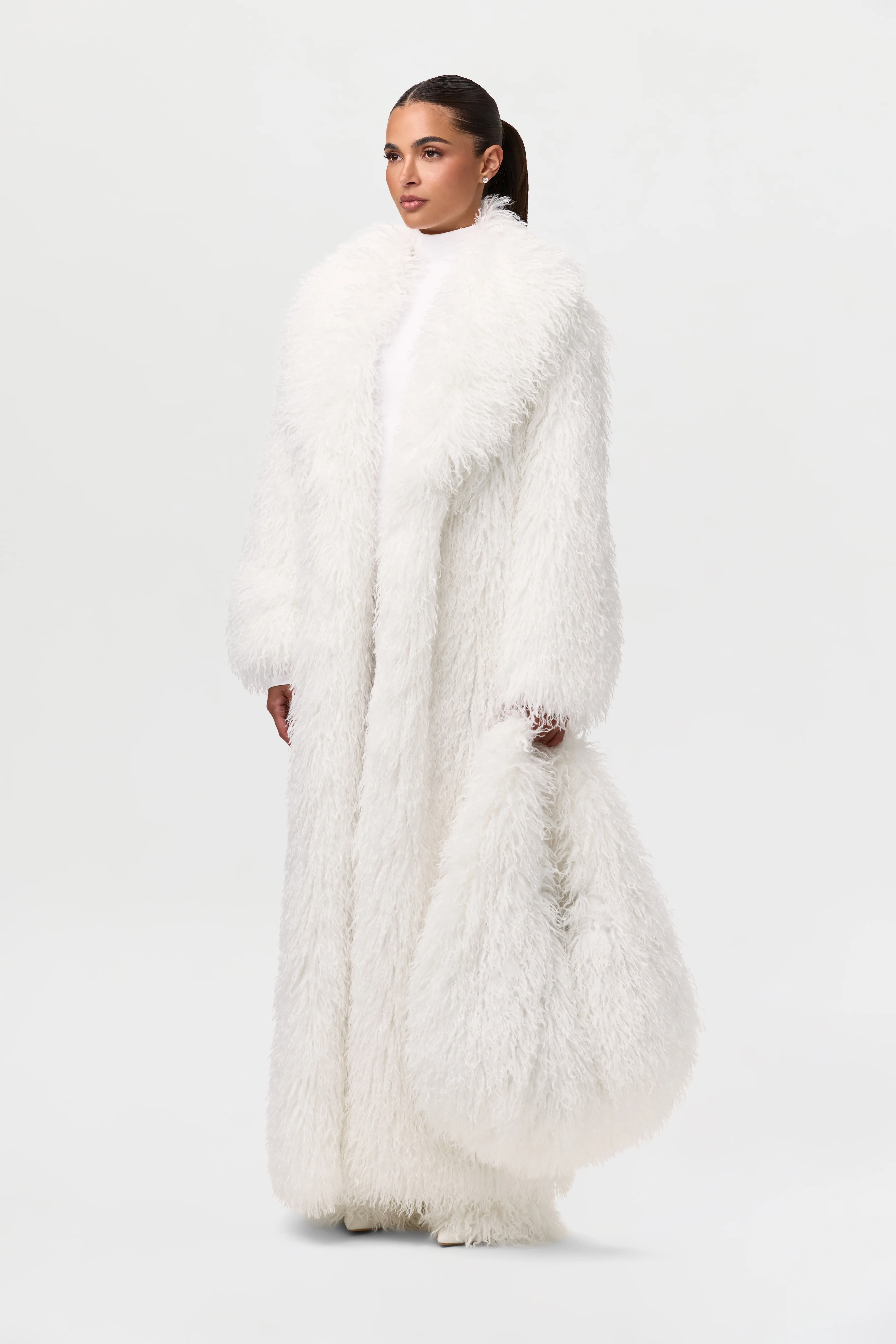 Faux Fur Plush Long Coat - Image 15