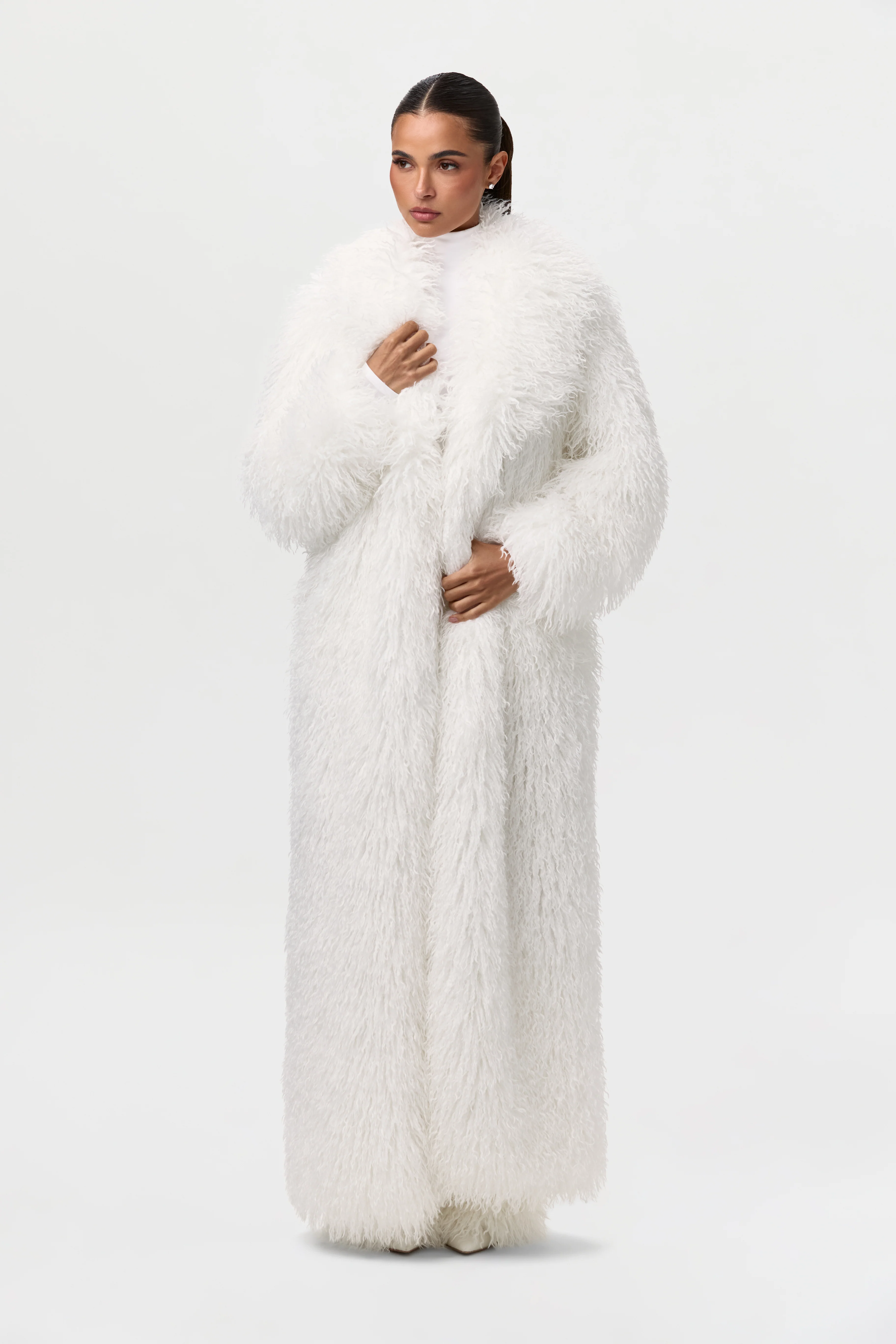 Faux Fur Plush Long Coat - Image 19