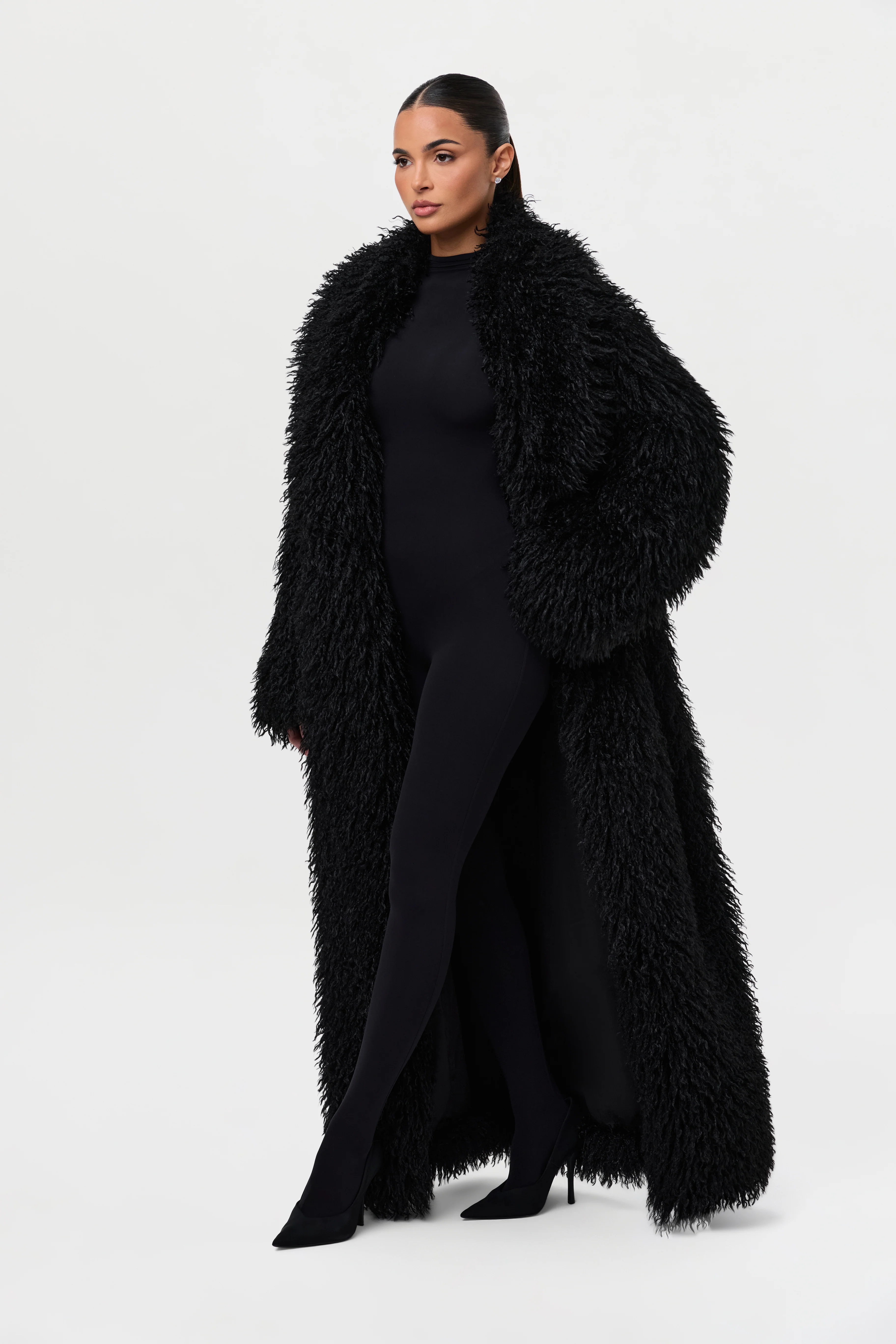 Faux Fur Plush Long Coat - Image 3