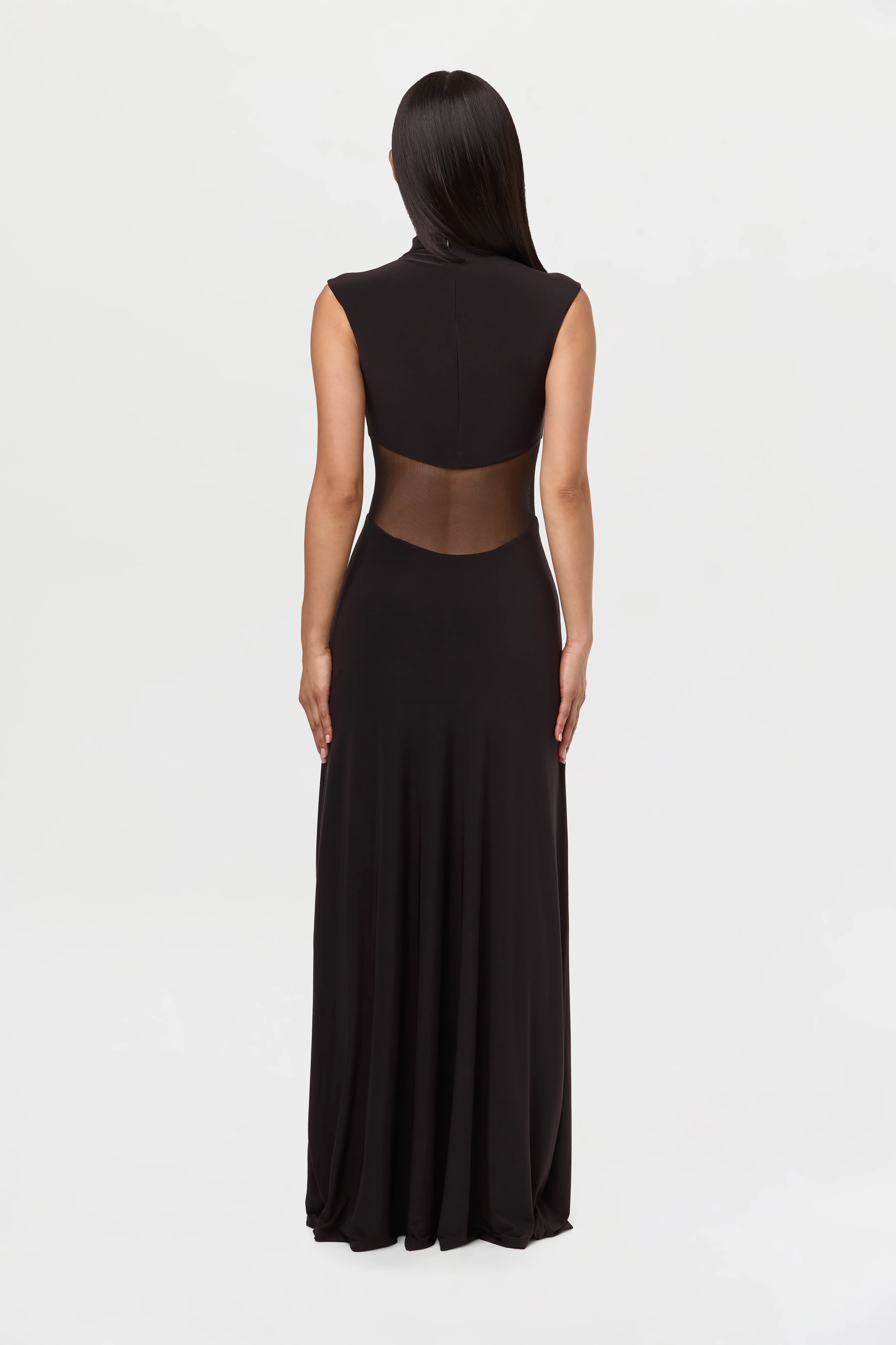 Hourglass Mesh Flare Maxi Dress - Image 4