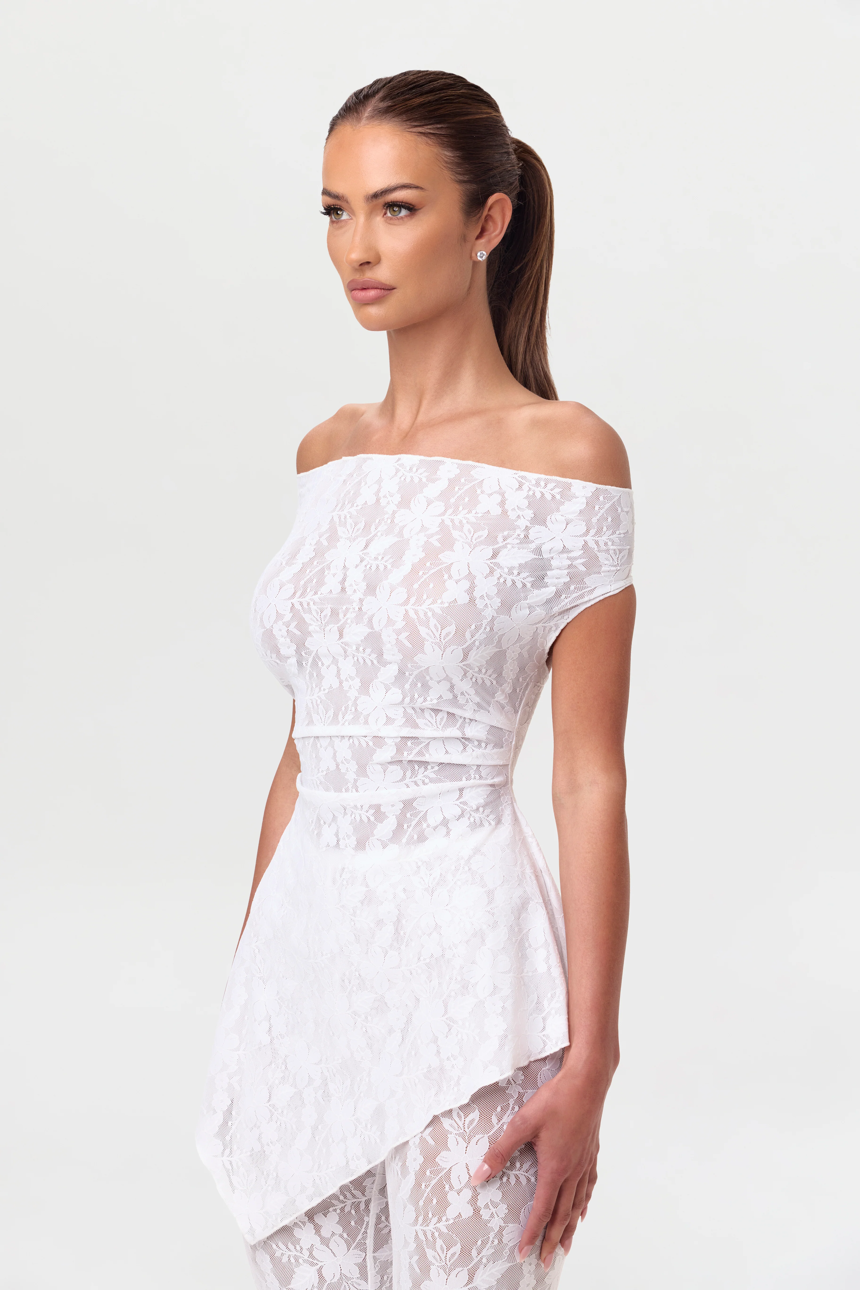 Stretch Lace Off-Shoulder Top - Image 10