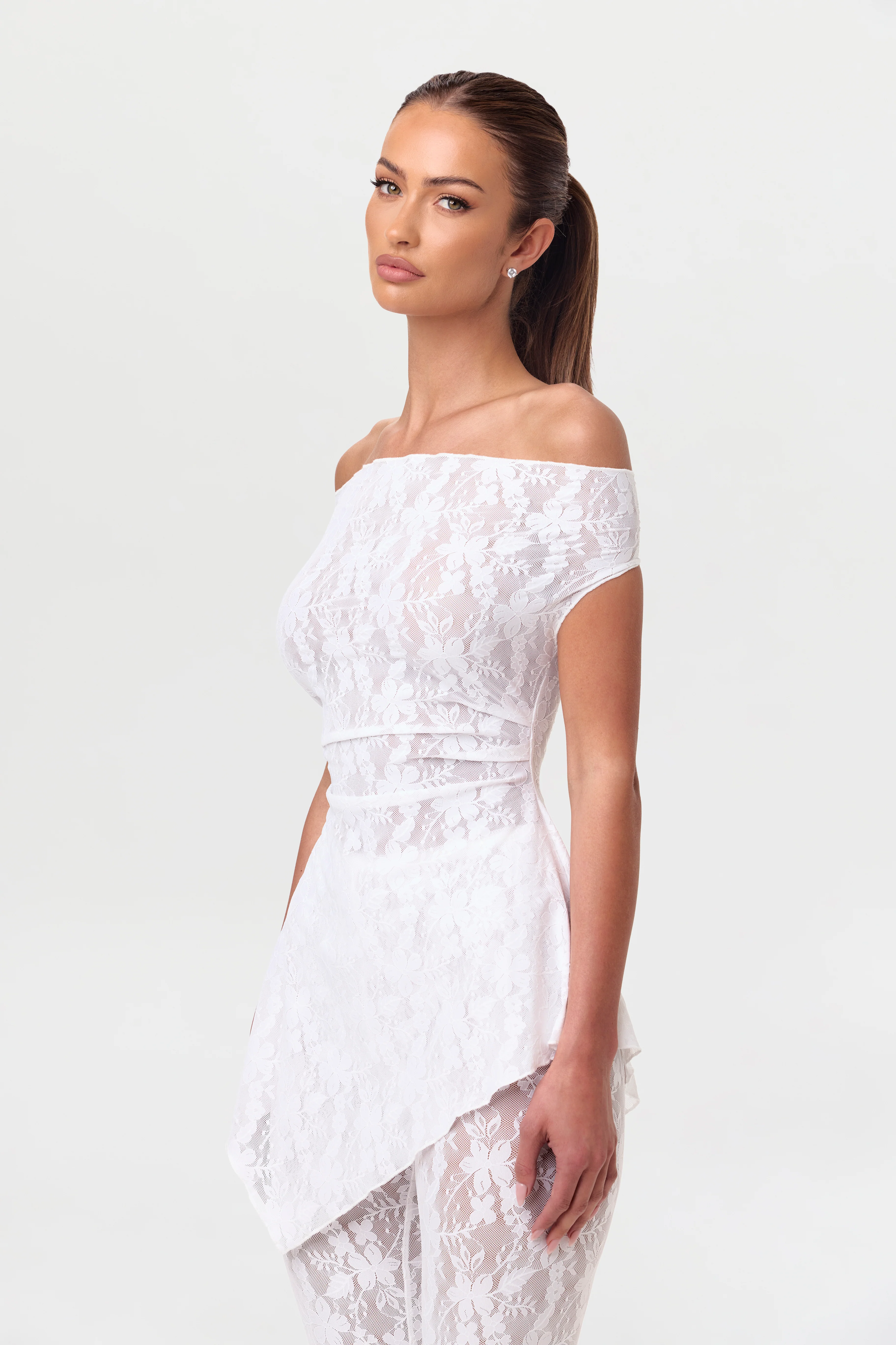 Stretch Lace Off-Shoulder Top - Image 9