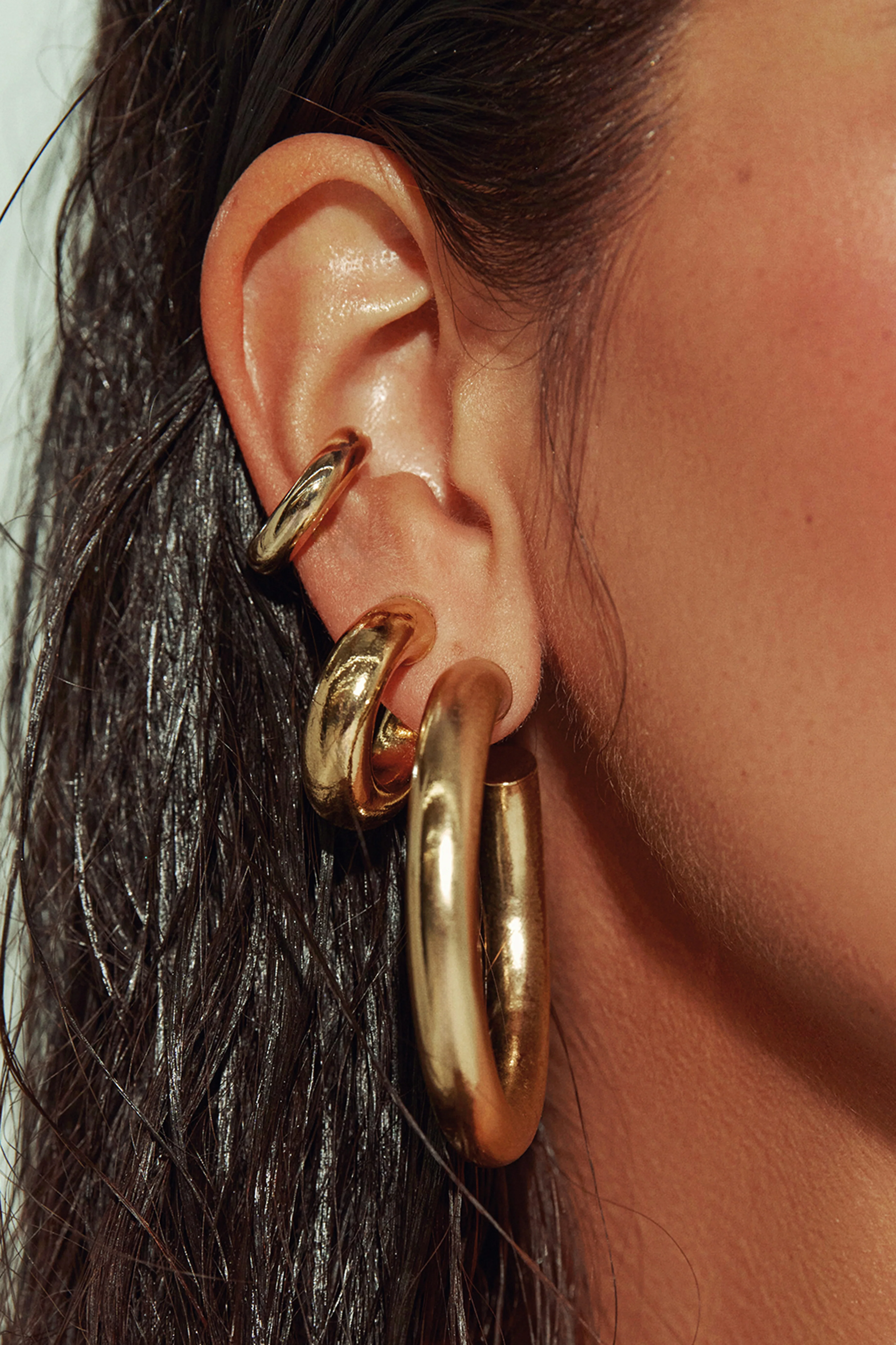 Gold Medium Hoops - Image 4