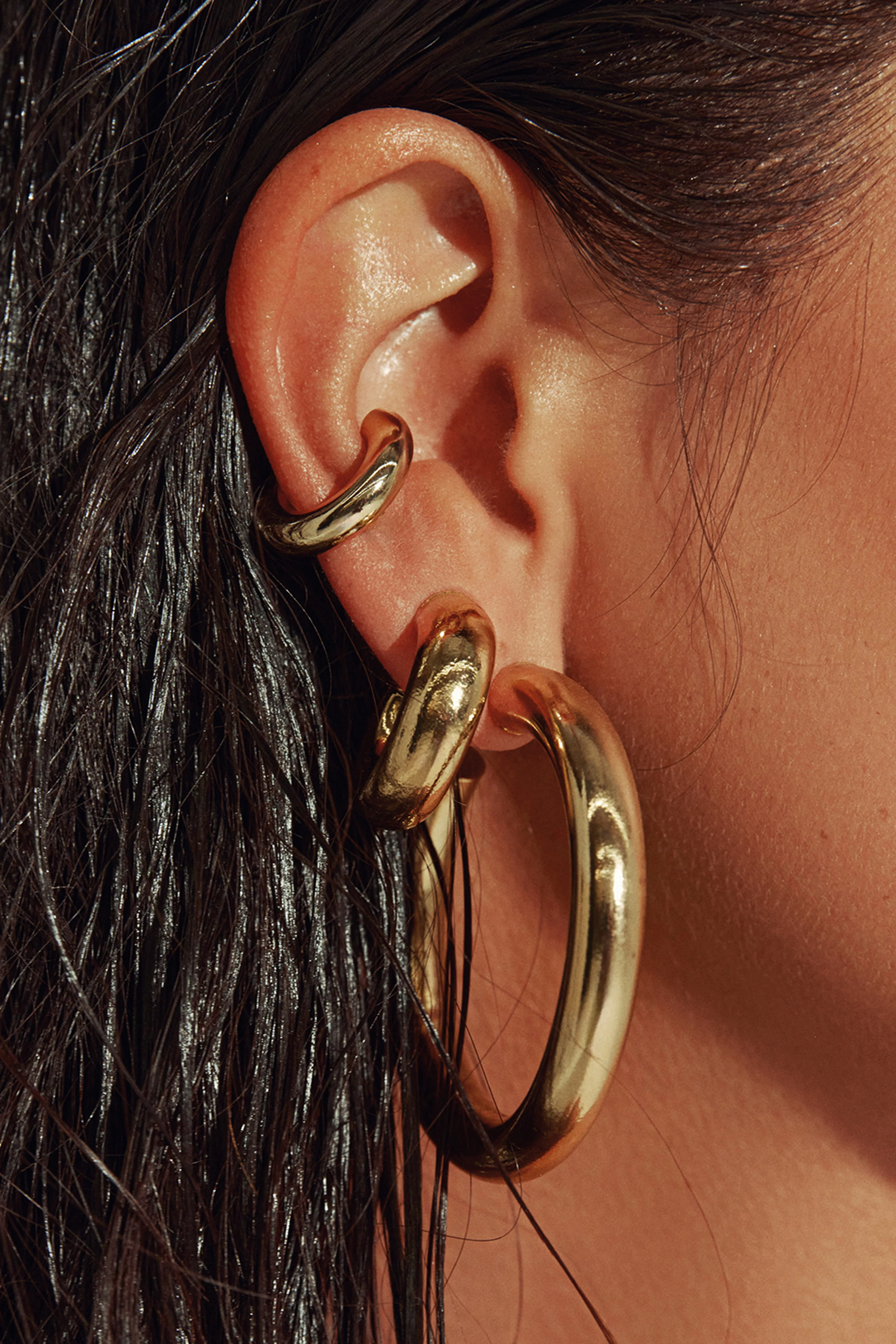 Gold Medium Hoops - Image 5