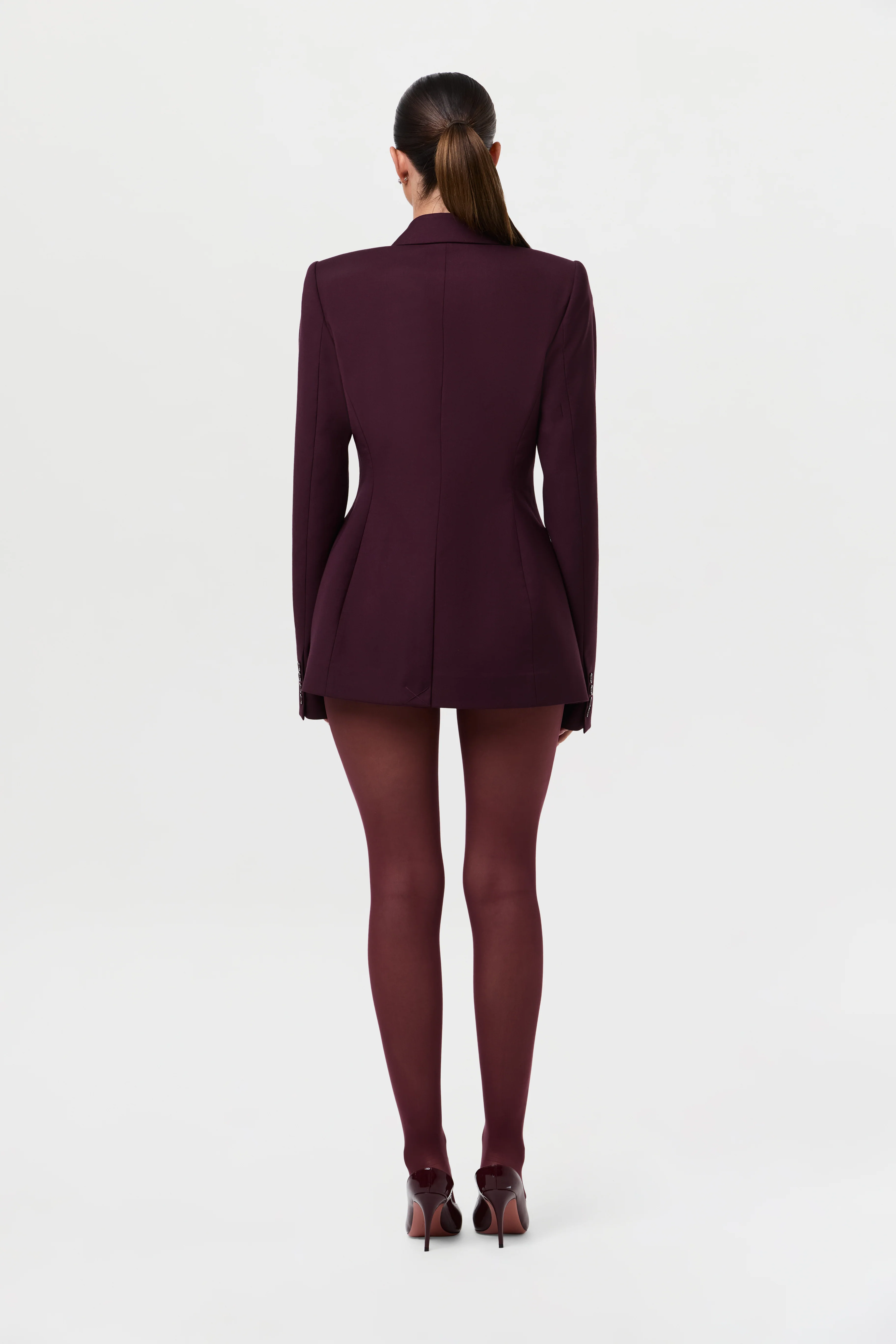 Power Shoulder Fitted Suit Blazer - Image 11