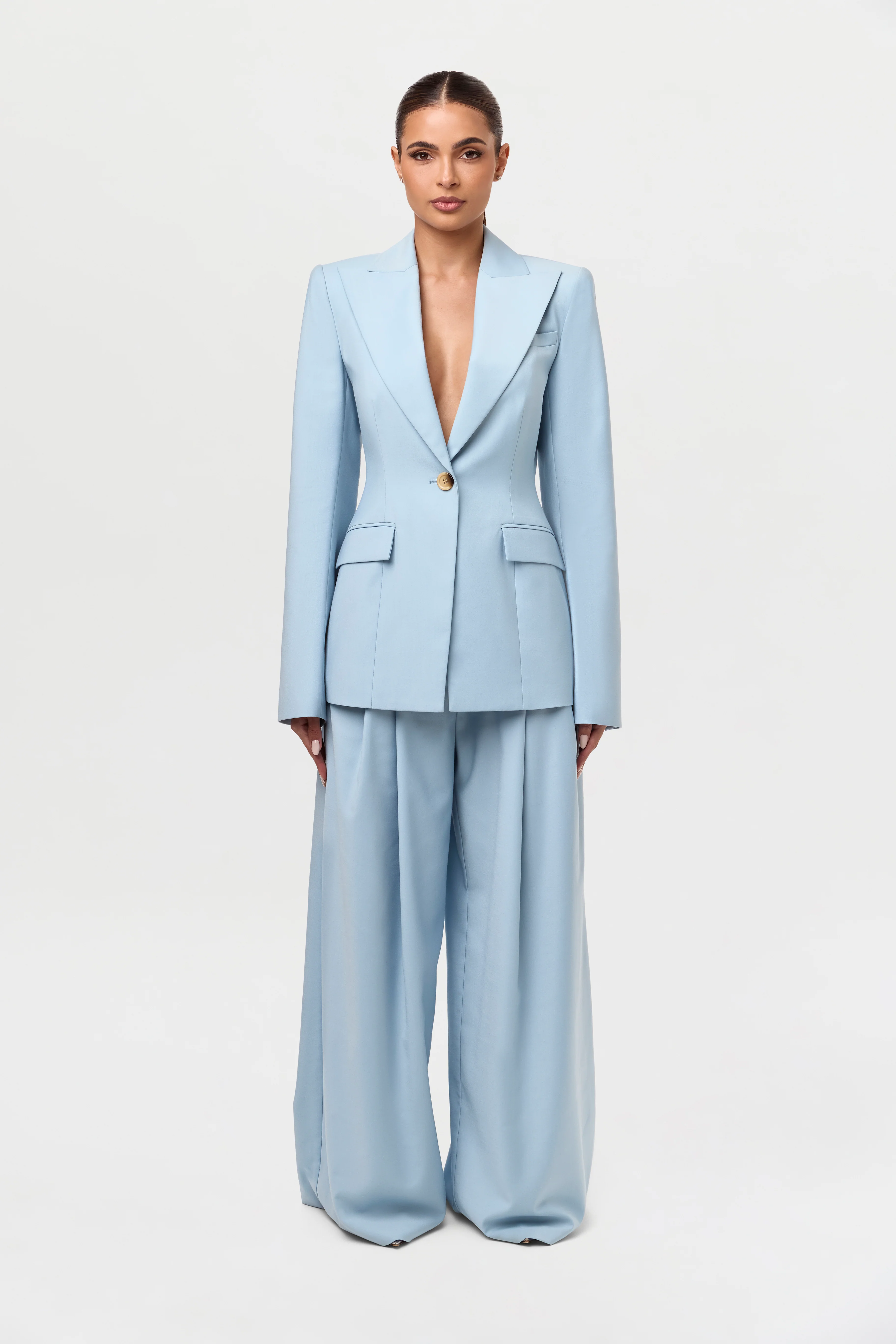 Power Shoulder Fitted Suit Blazer - Image 20