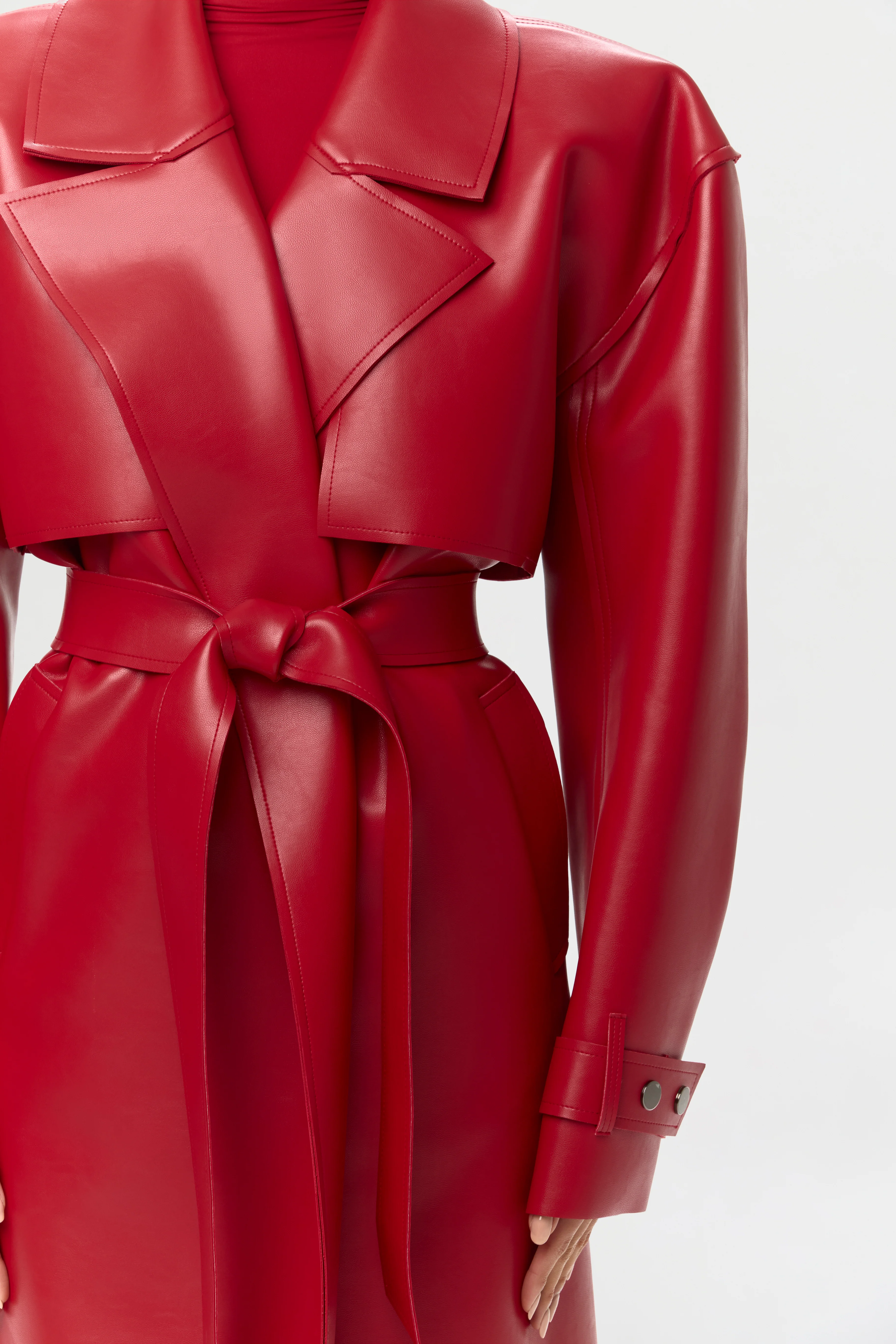 Vegan Leather Trench Coat - Image 11