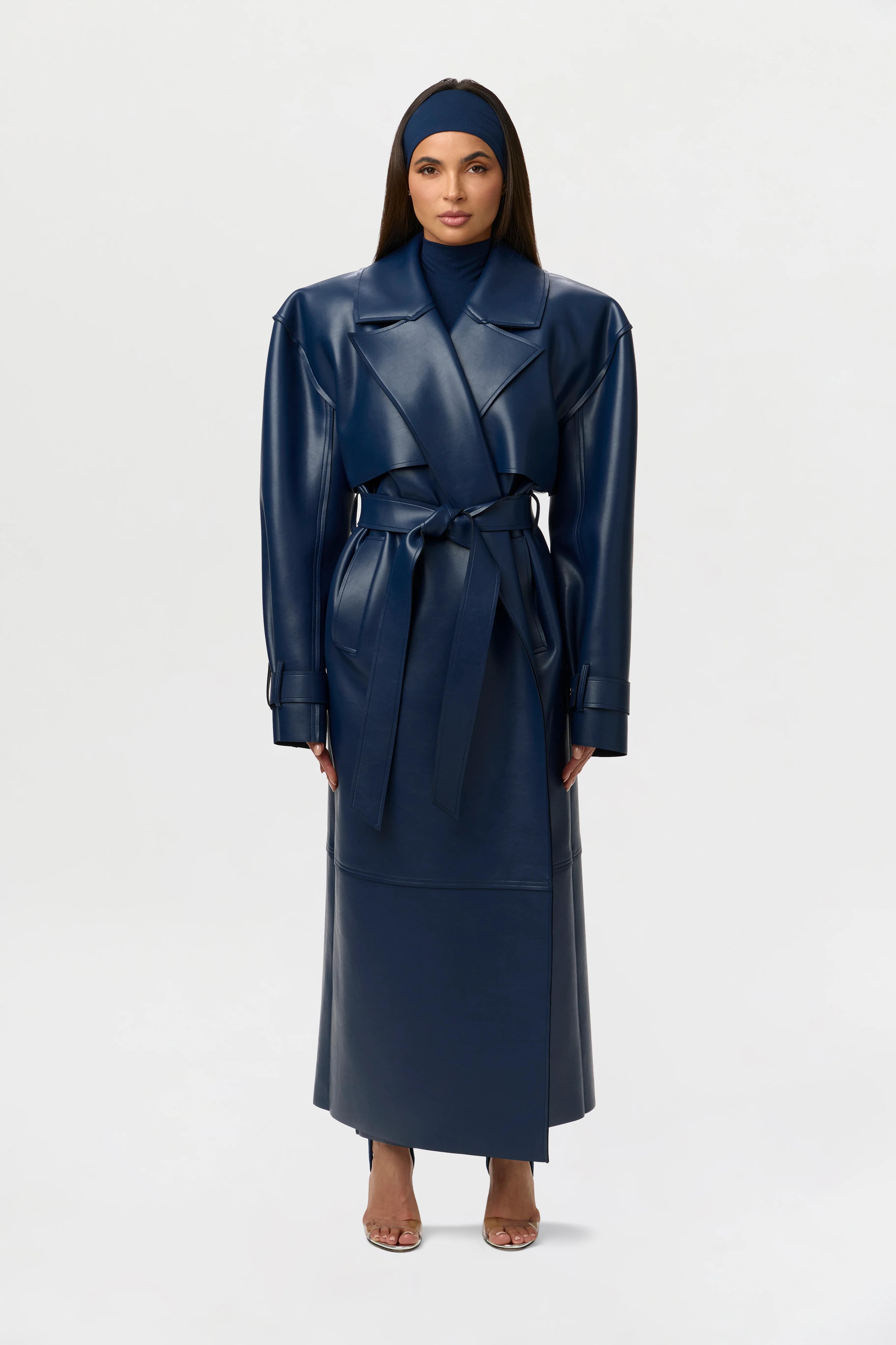 Vegan Leather Trench Coat - Image 14