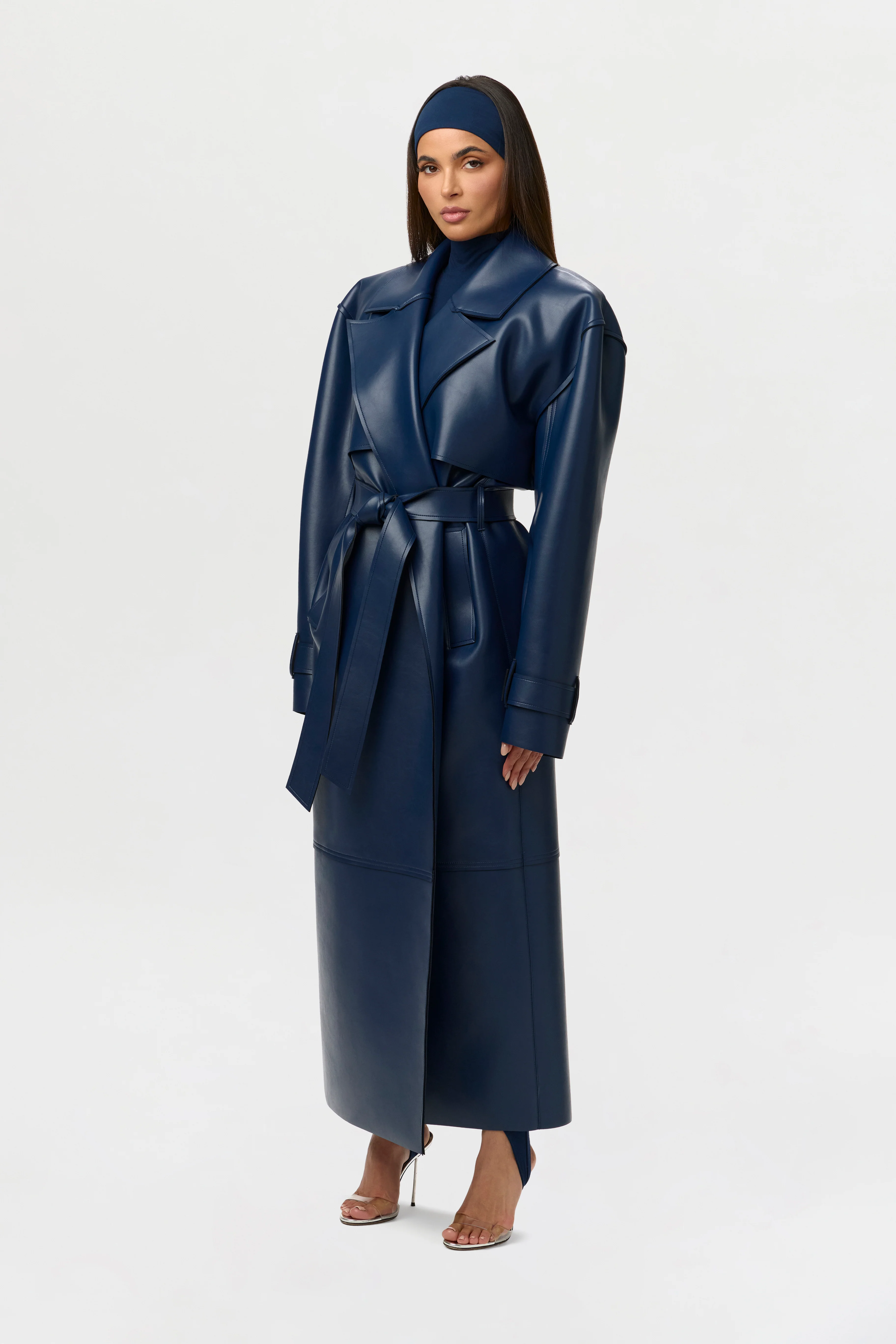 Vegan Leather Trench Coat - Image 15