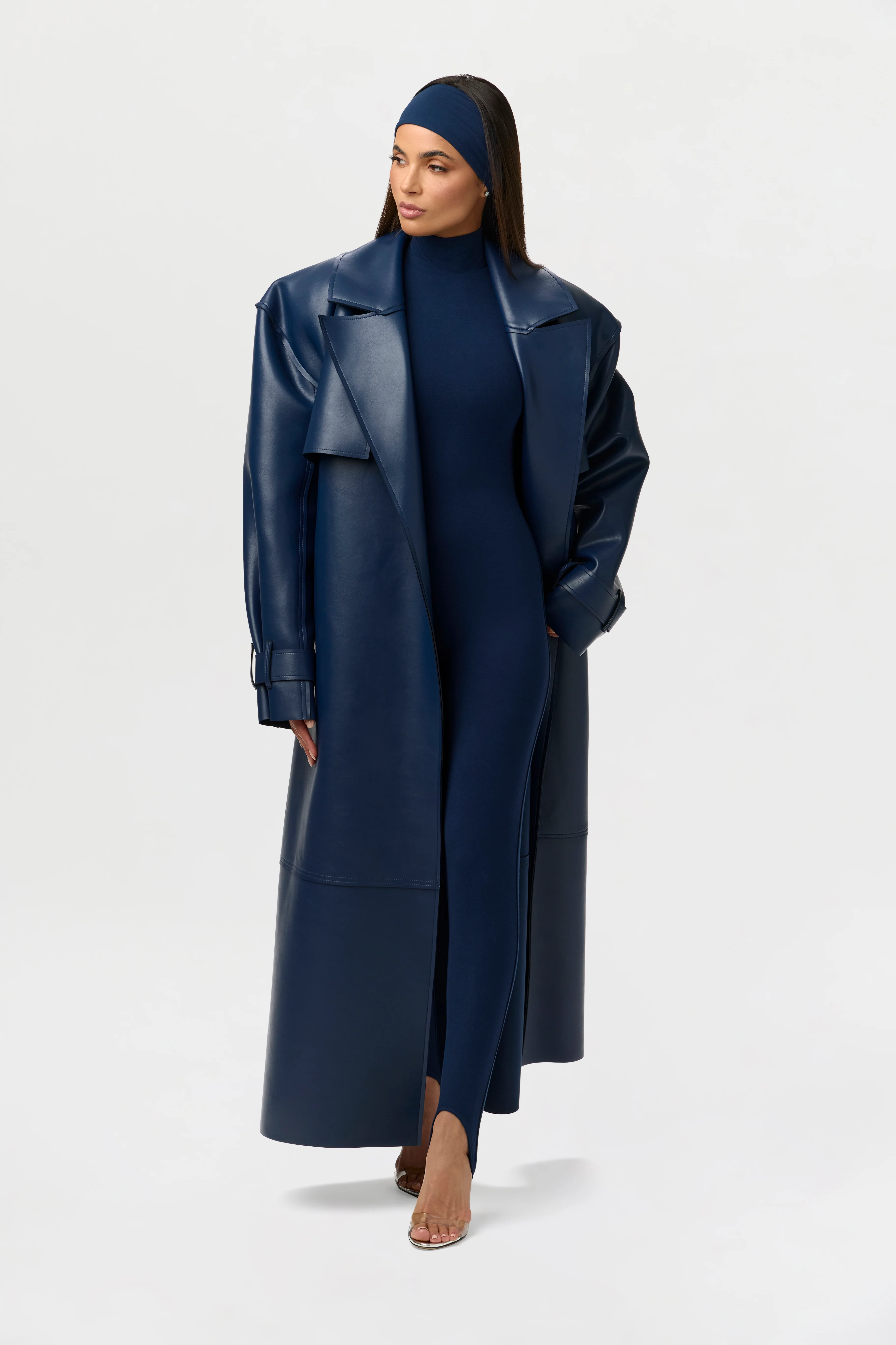 Vegan Leather Trench Coat - Image 16