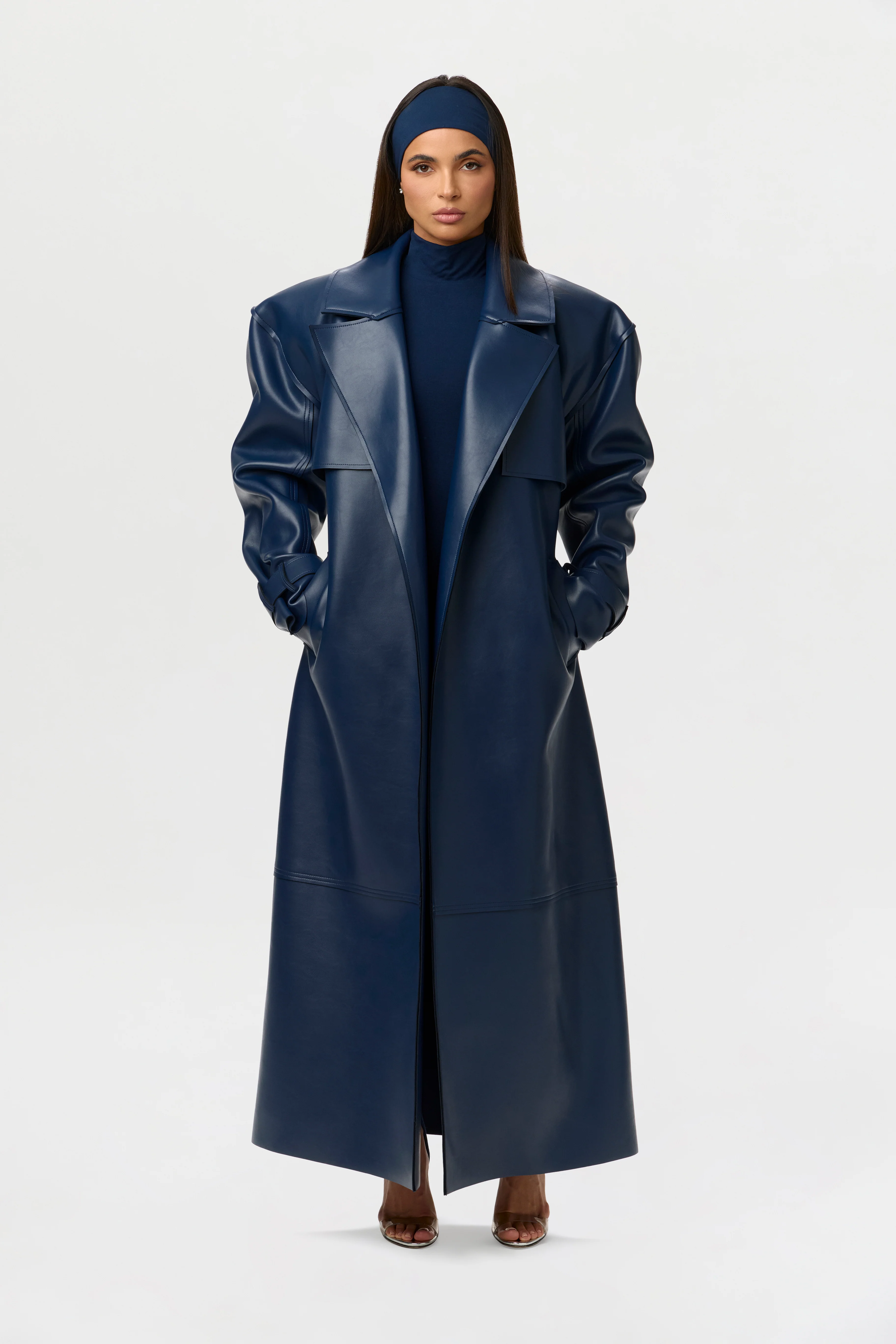 Vegan Leather Trench Coat - Image 17