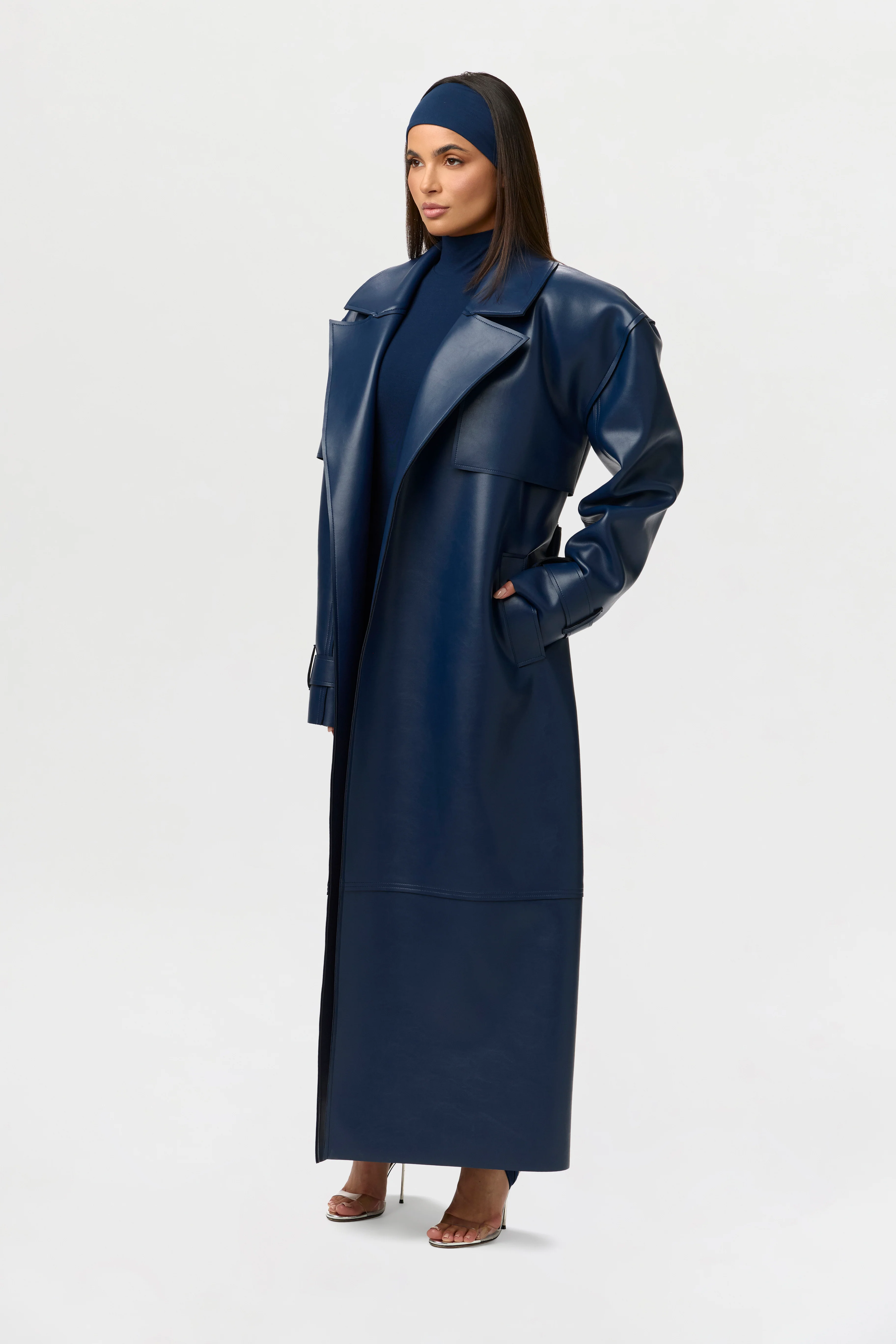 Vegan Leather Trench Coat - Image 18
