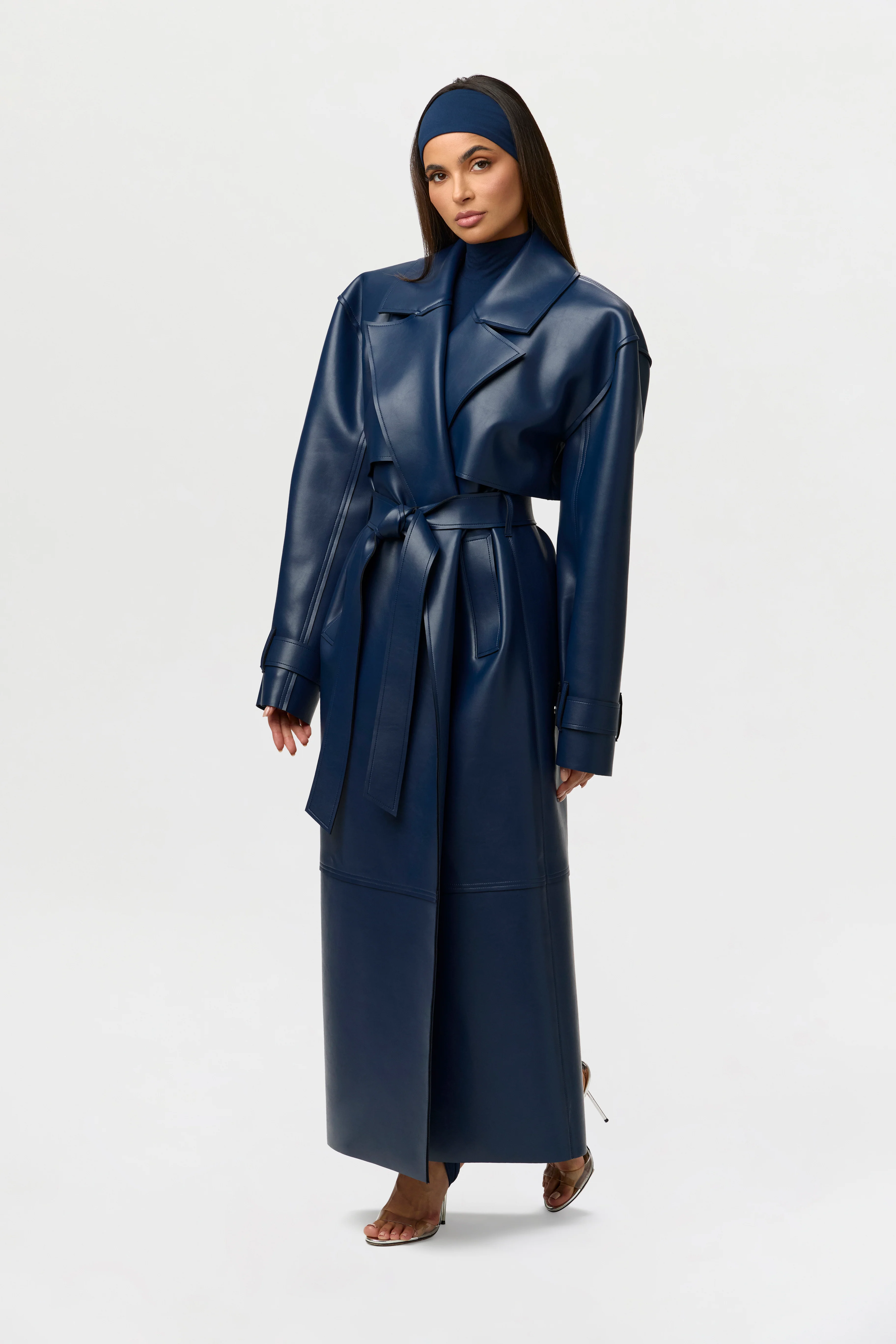 Vegan Leather Trench Coat - Image 19
