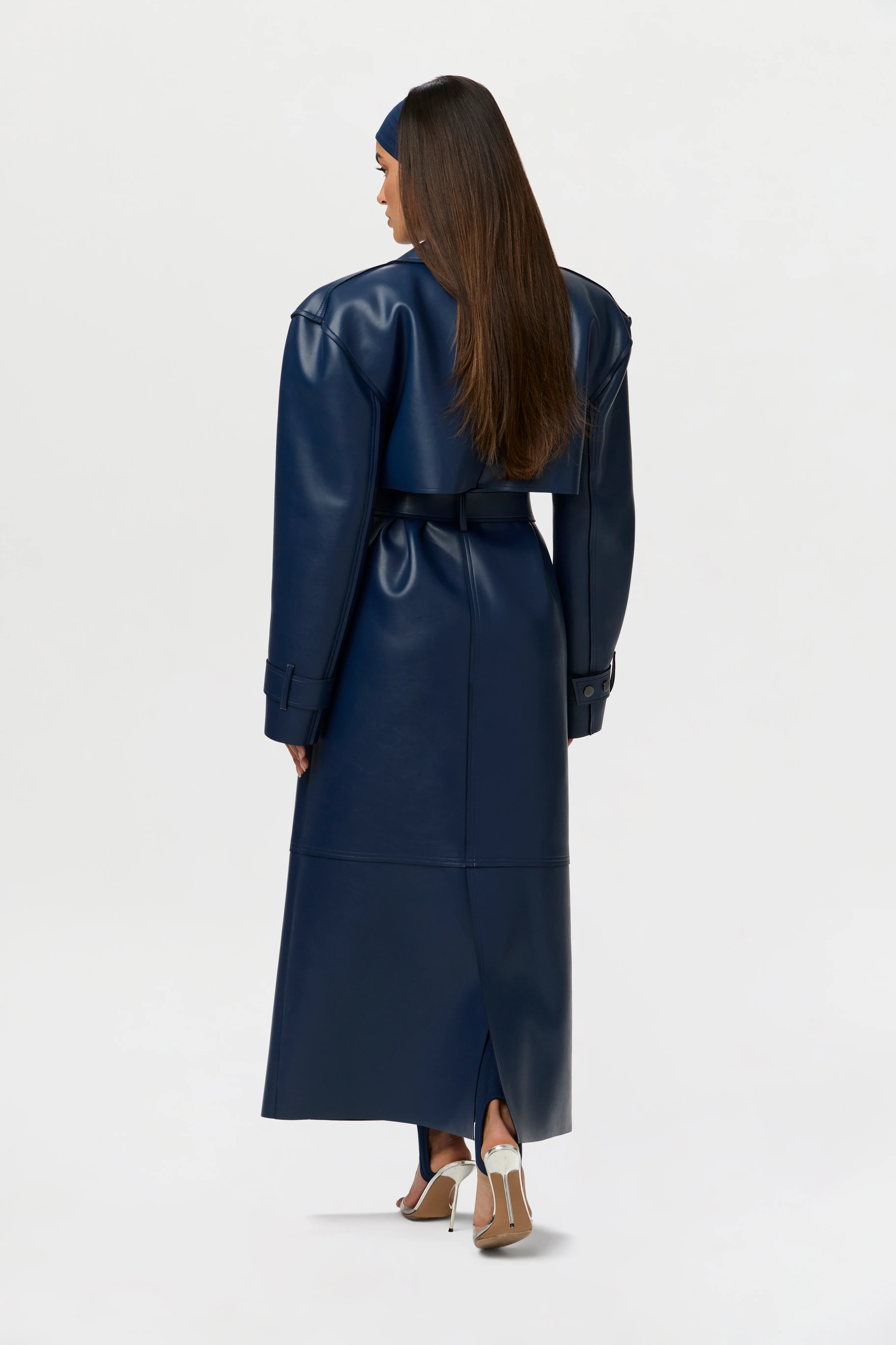Vegan Leather Trench Coat - Image 21