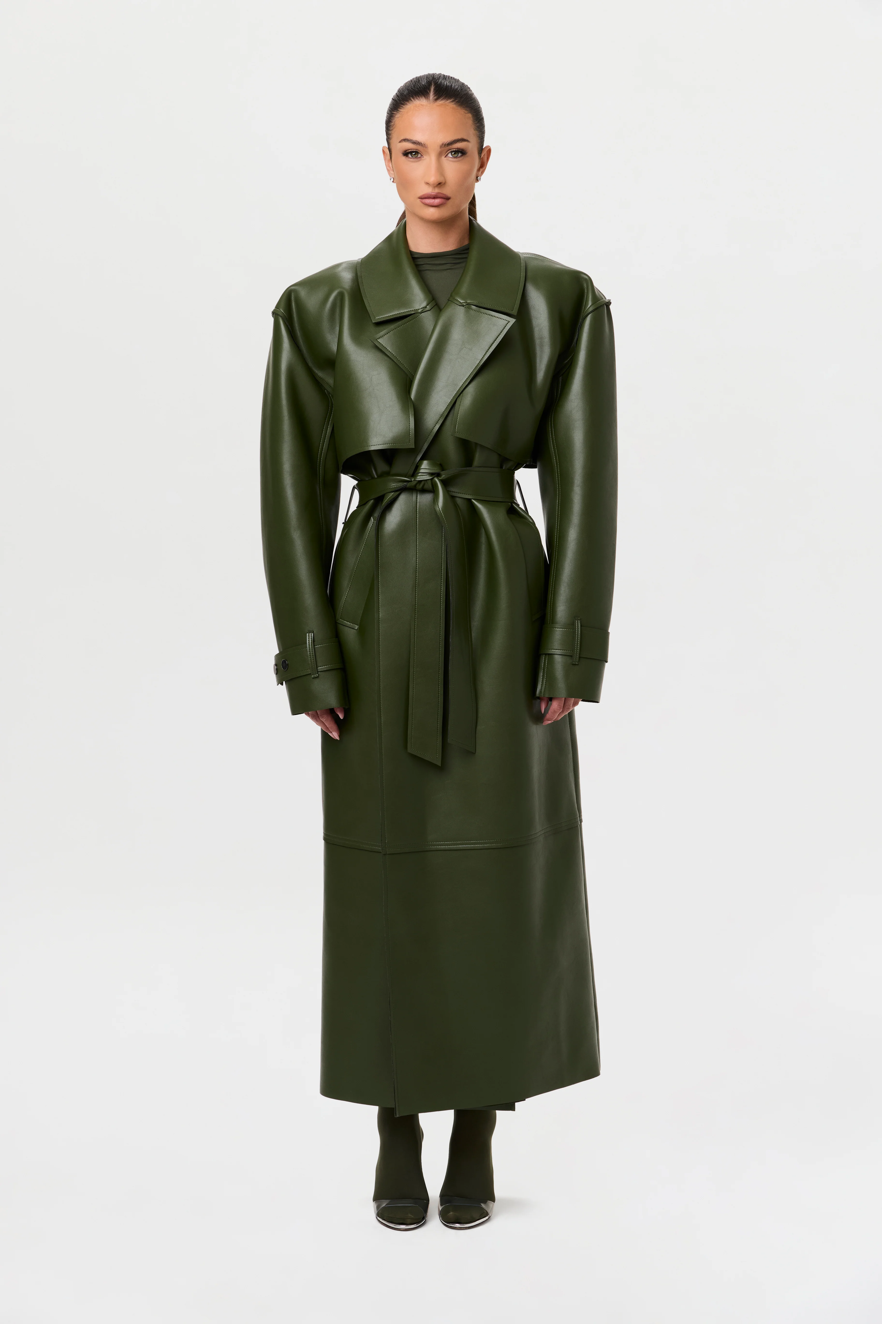 Vegan Leather Trench Coat - Image 22