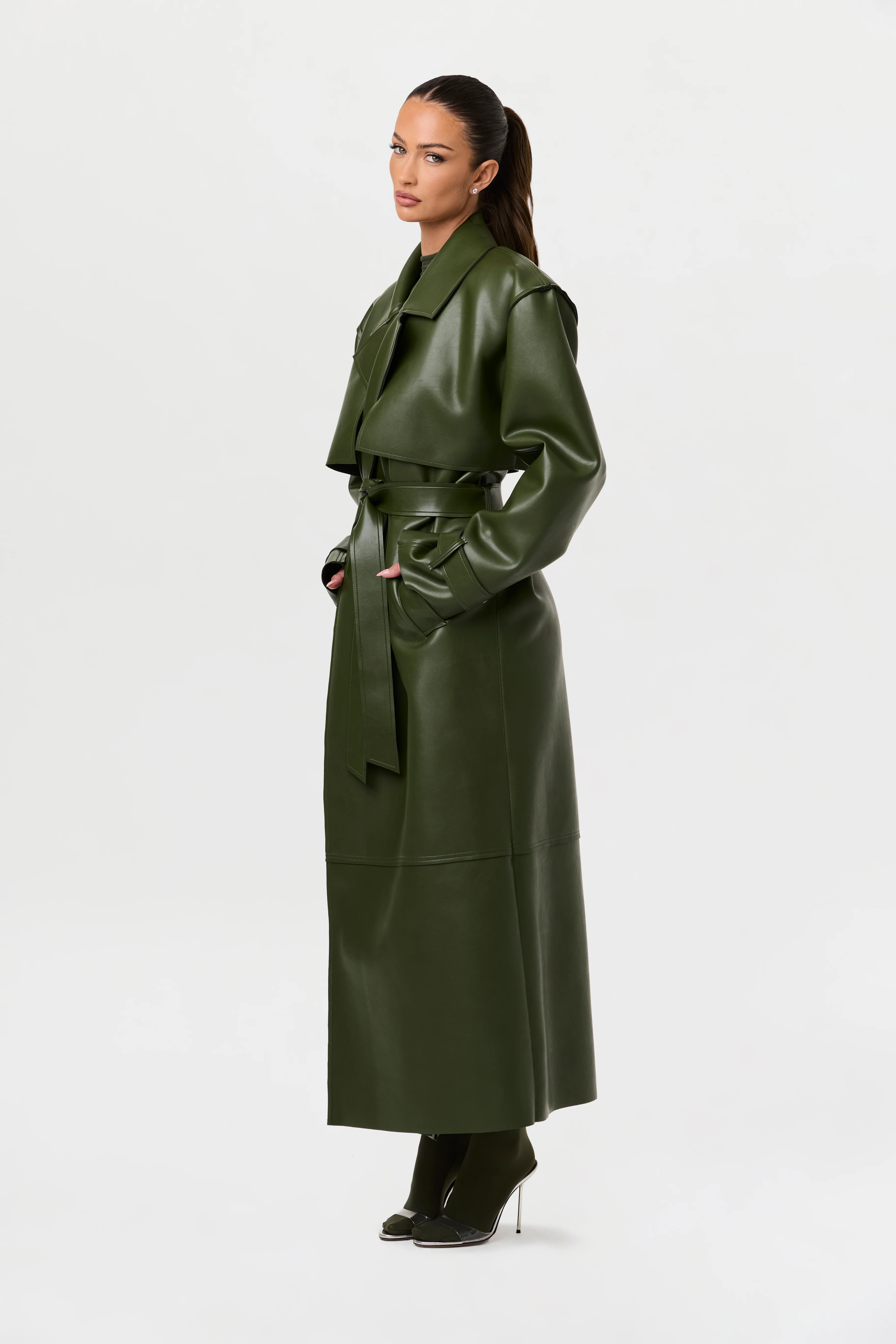 Vegan Leather Trench Coat - Image 23