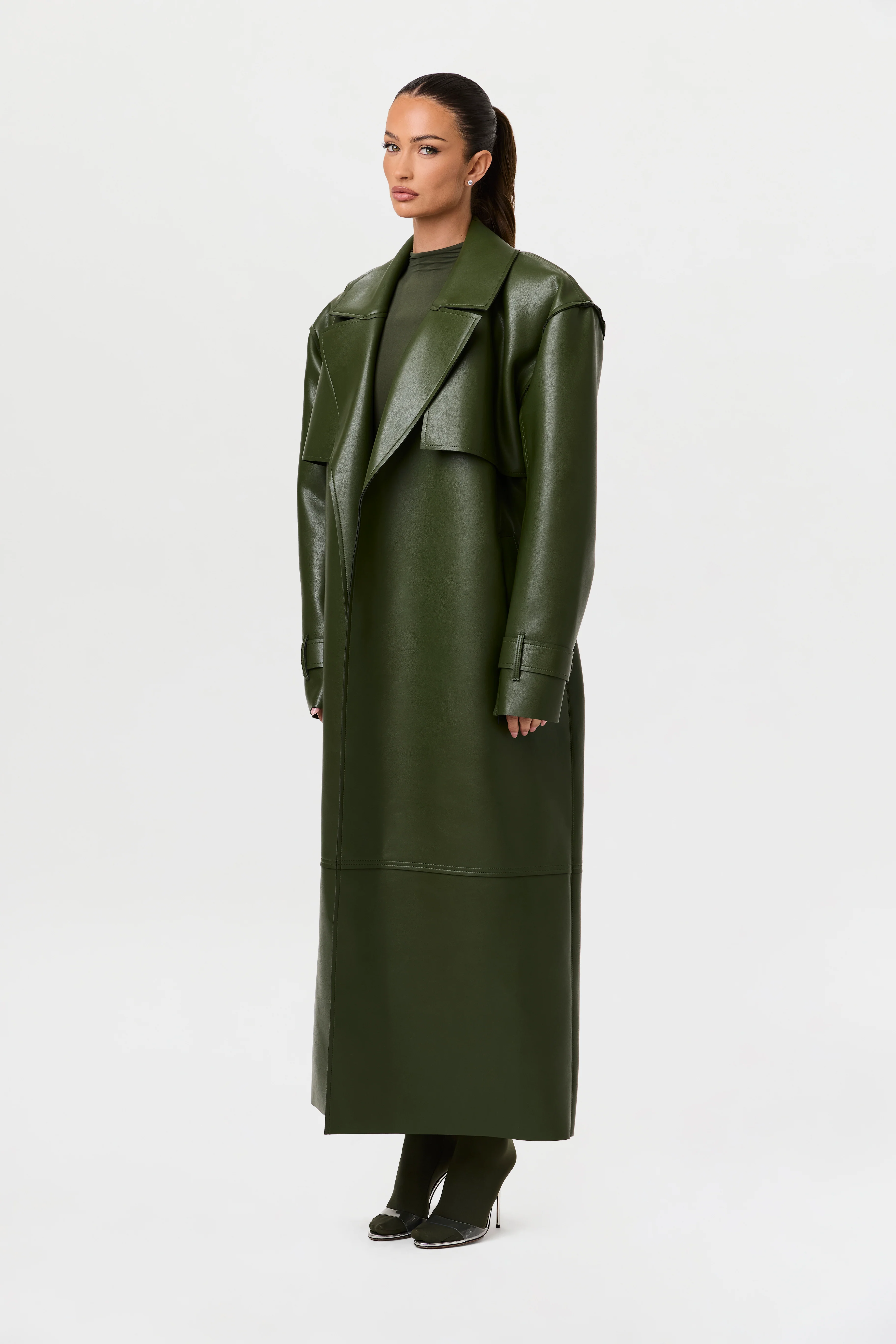 Vegan Leather Trench Coat - Image 24