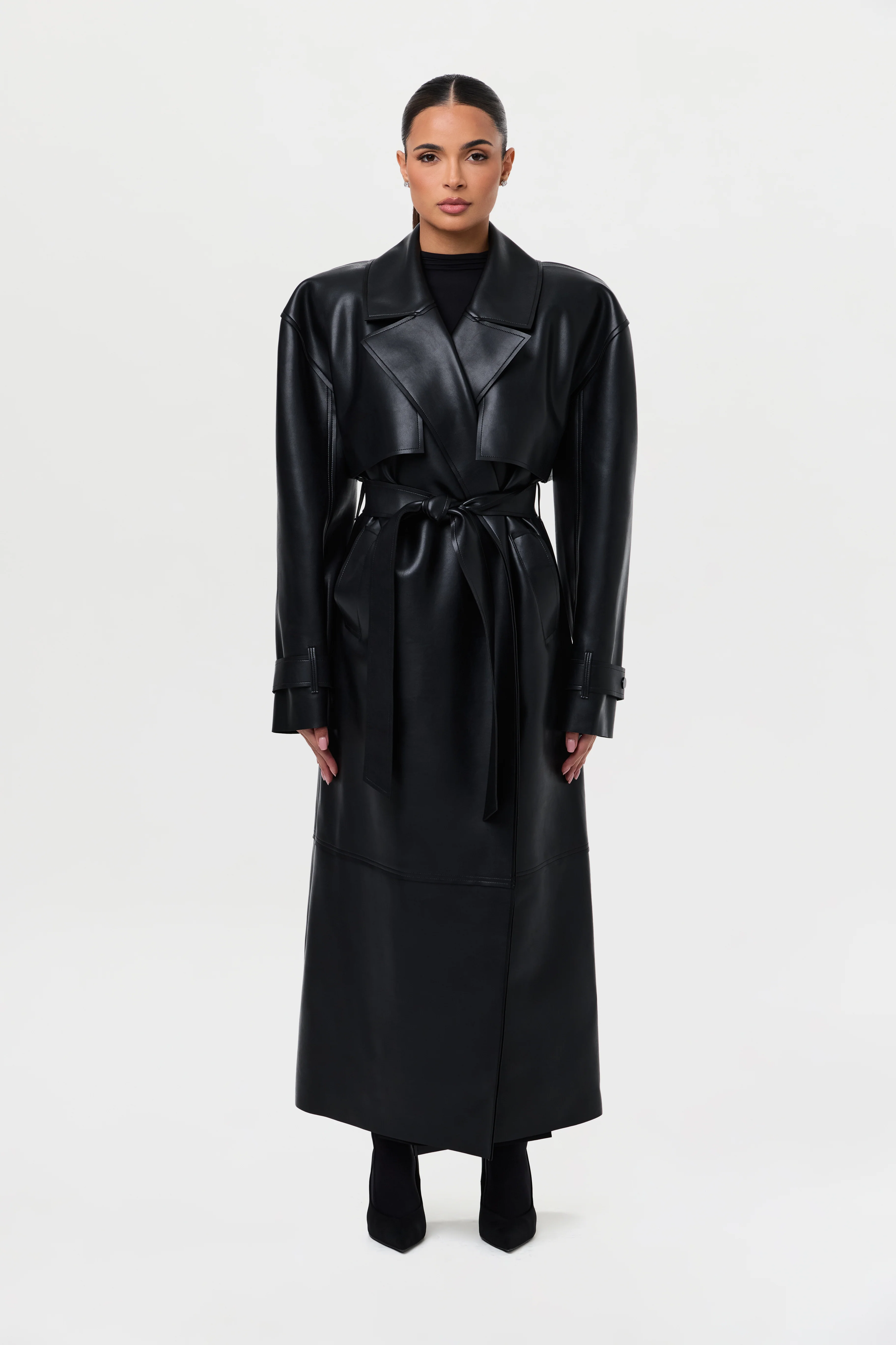 Vegan Leather Trench Coat - Image 26