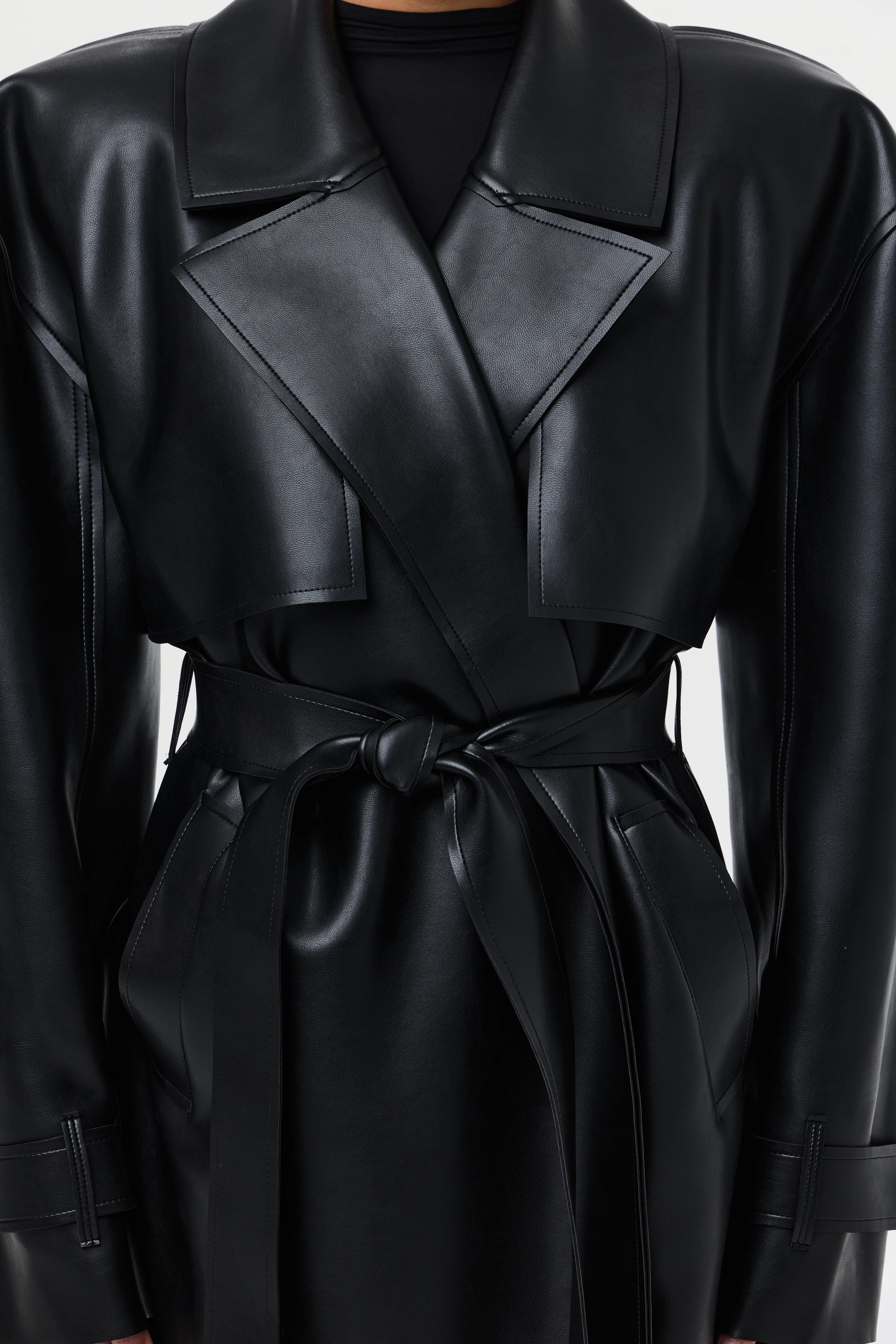 Vegan Leather Trench Coat - Image 29