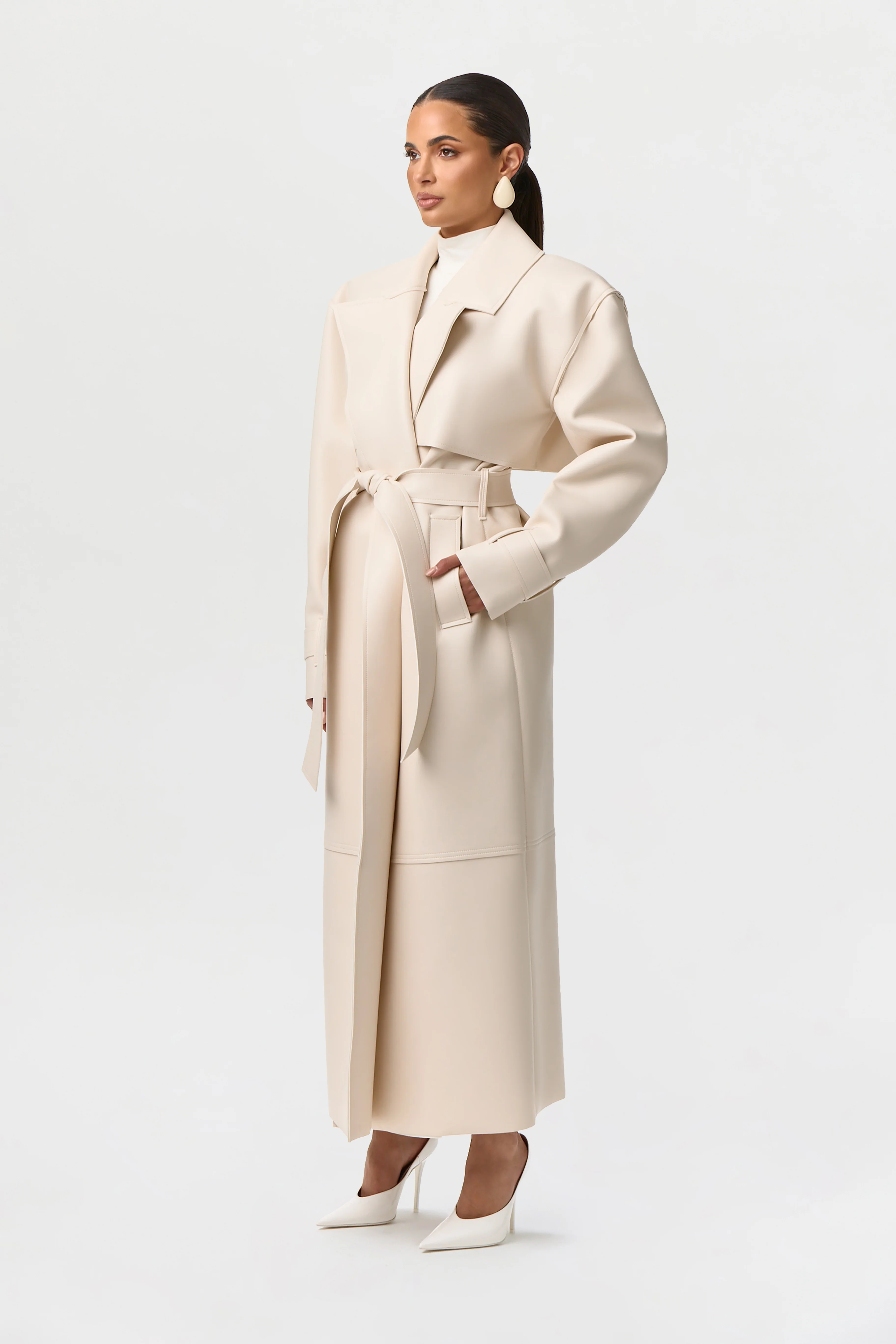 Vegan Leather Trench Coat - Image 3