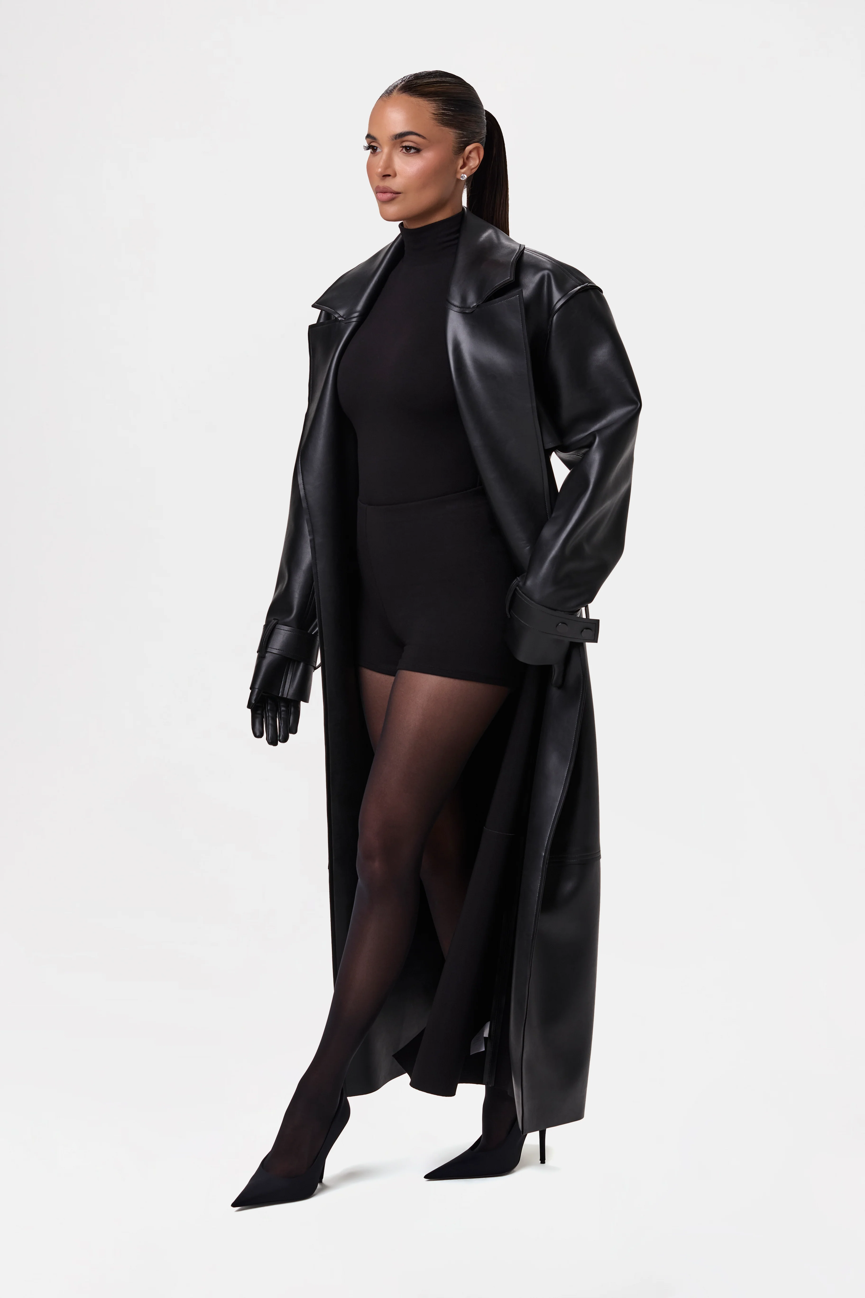 Vegan Leather Trench Coat - Image 34