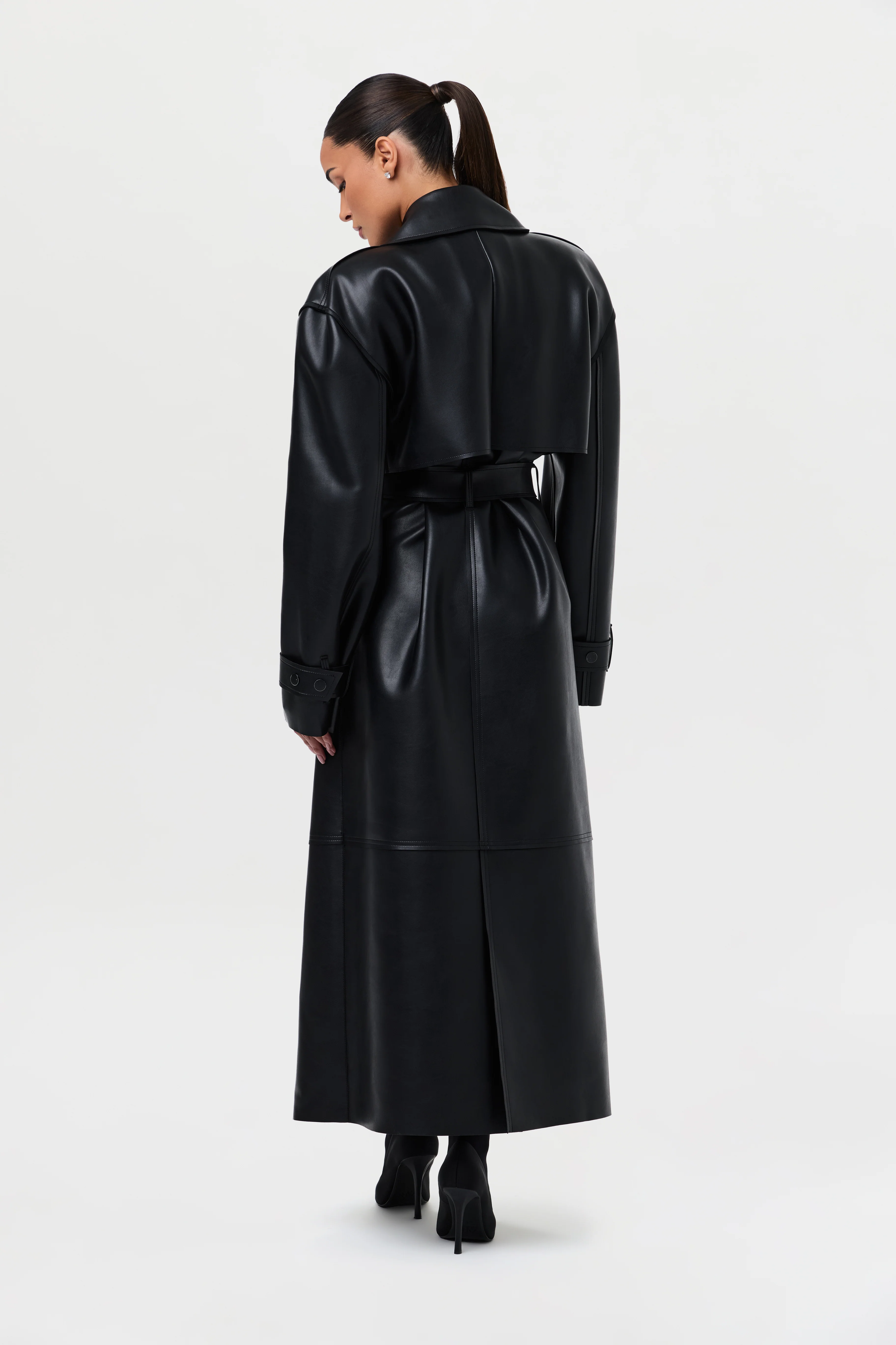 Vegan Leather Trench Coat - Image 37