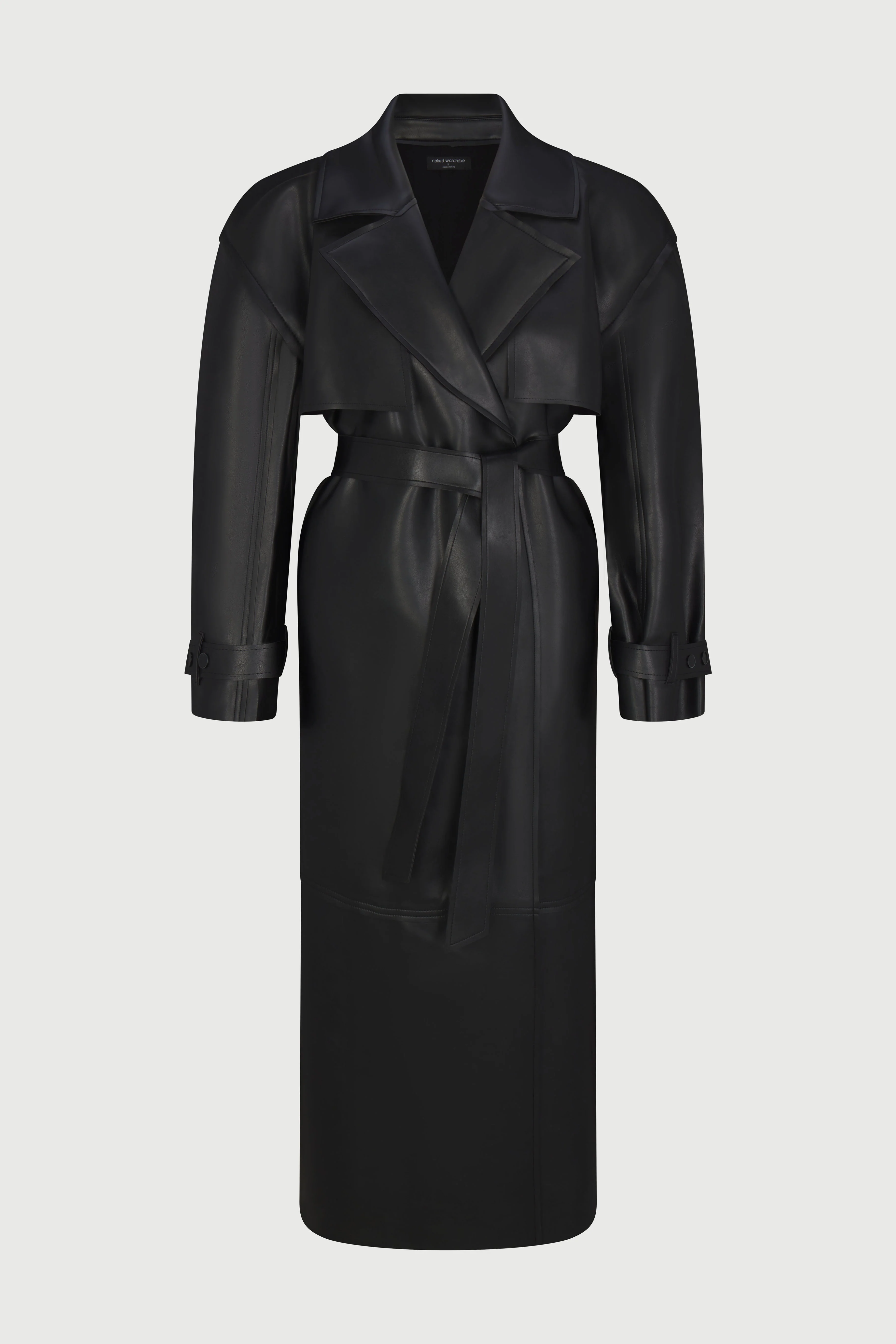 Vegan Leather Trench Coat - Image 39