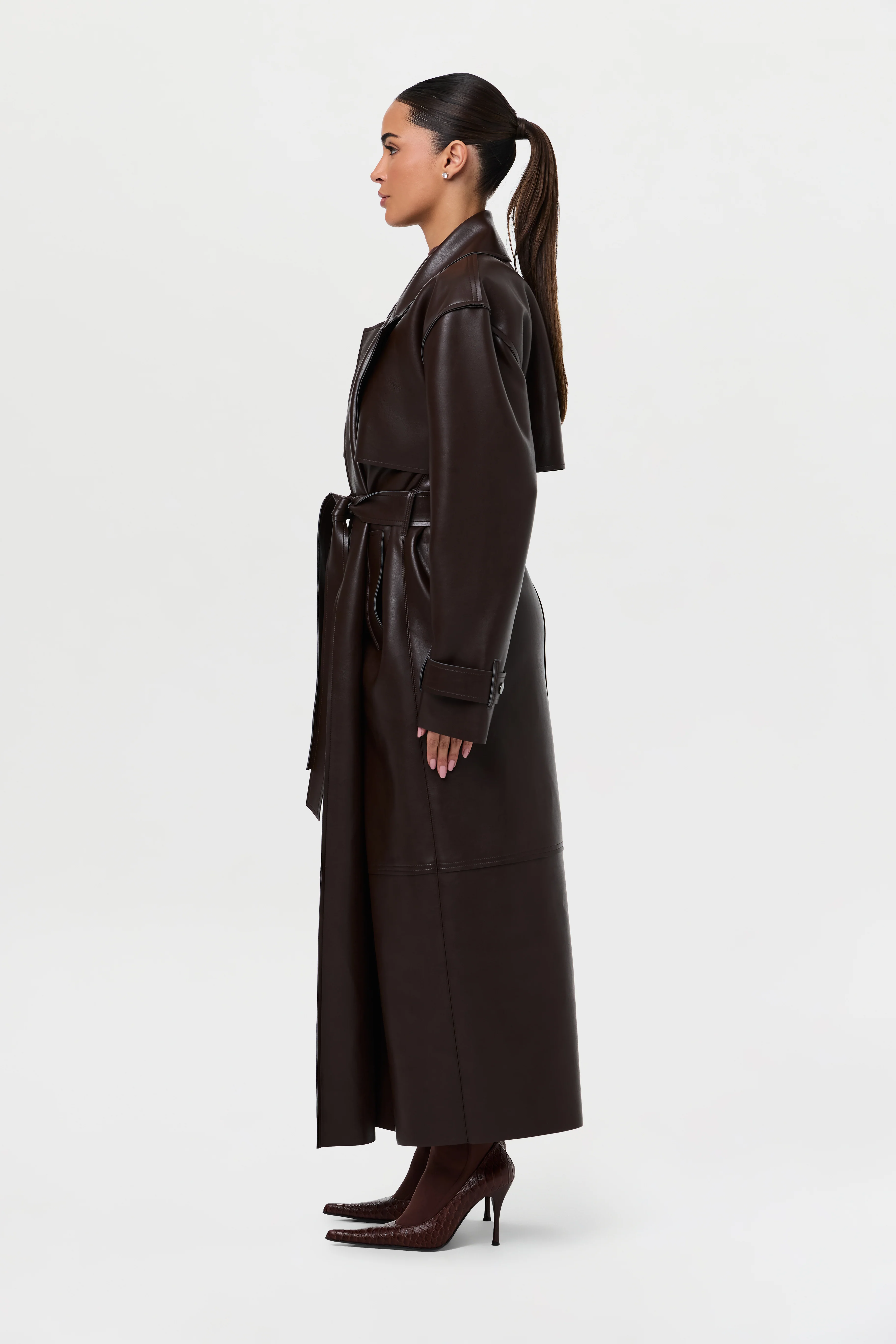 Vegan Leather Trench Coat - Image 44