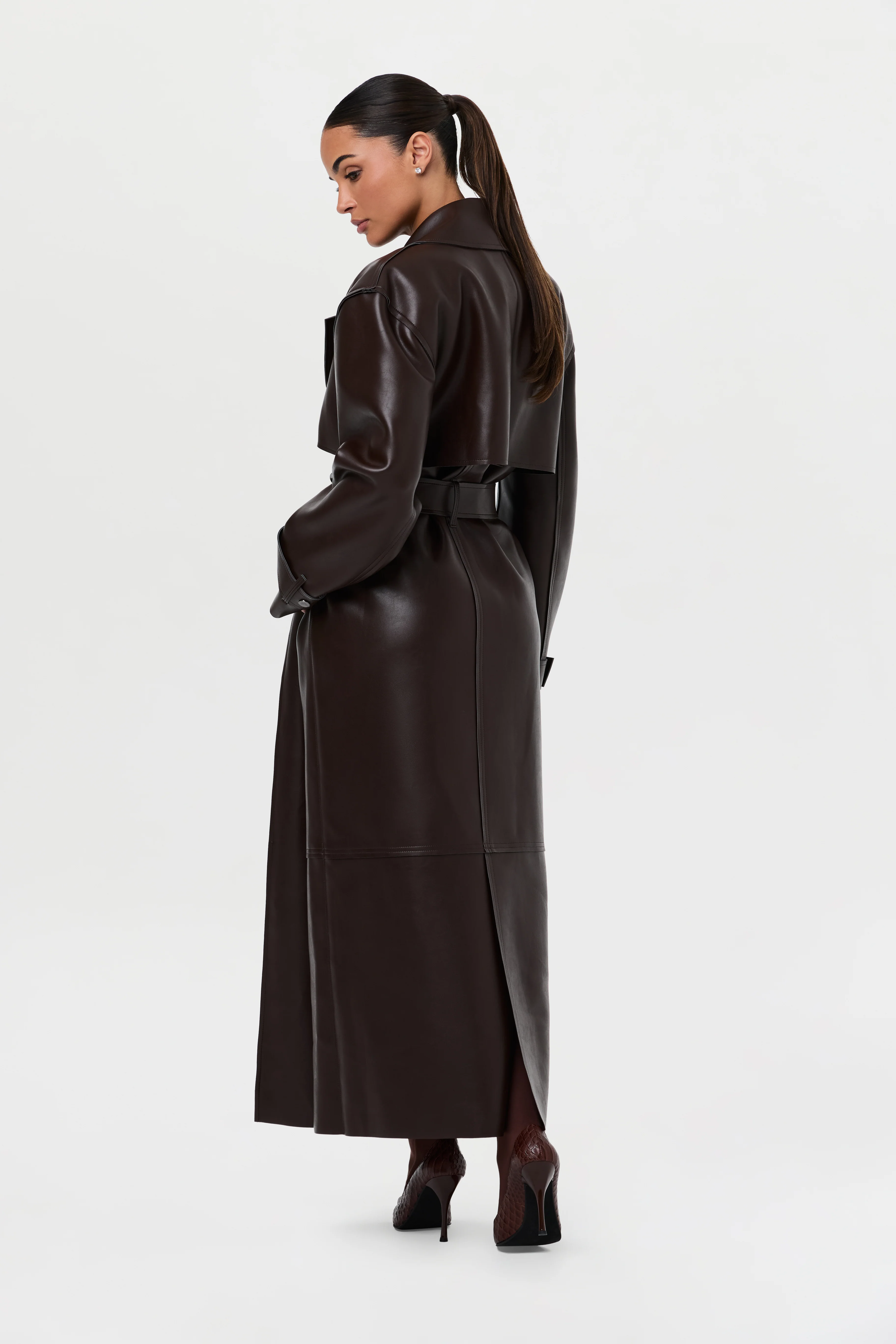 Vegan Leather Trench Coat - Image 45