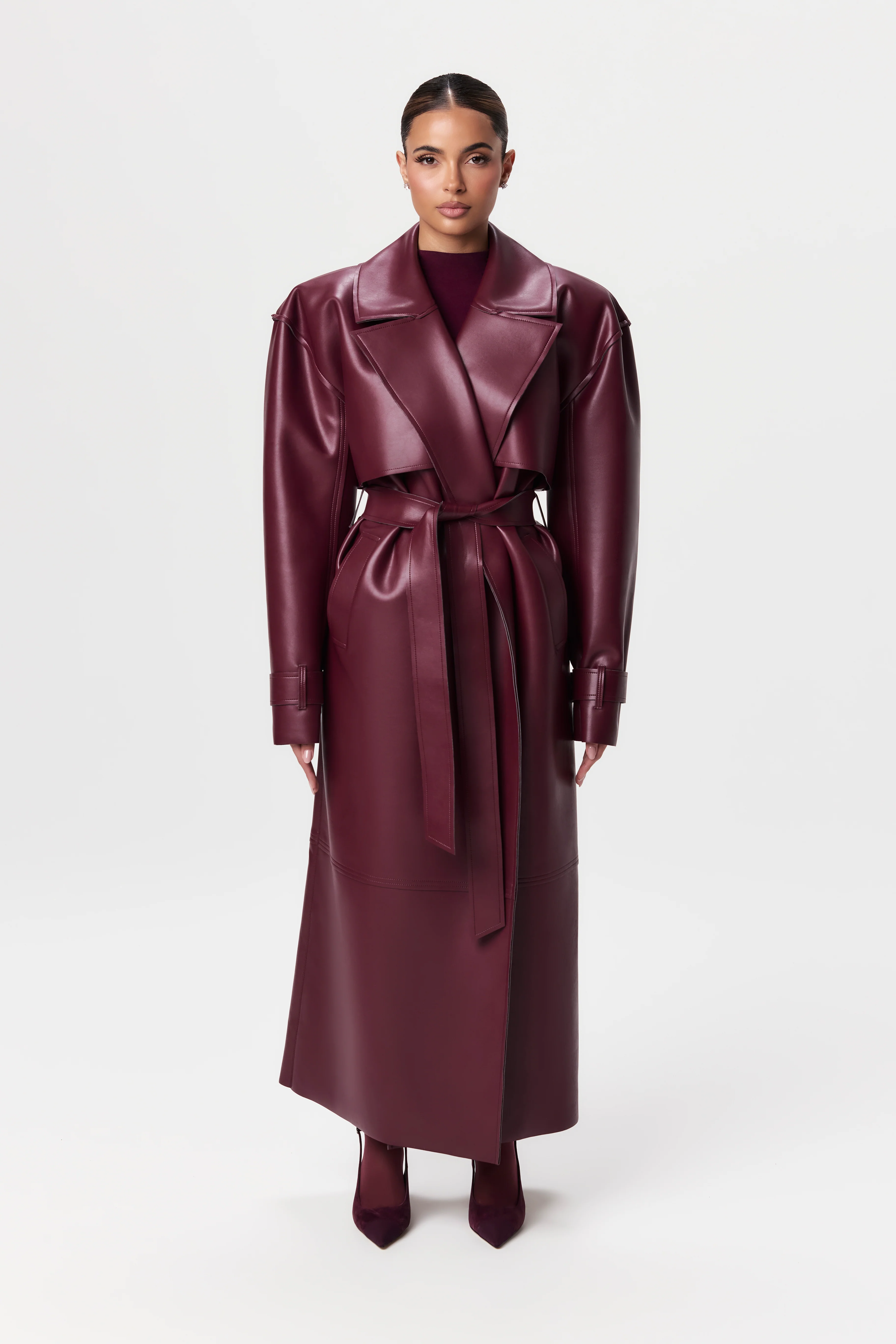 Vegan Leather Trench Coat - Image 47