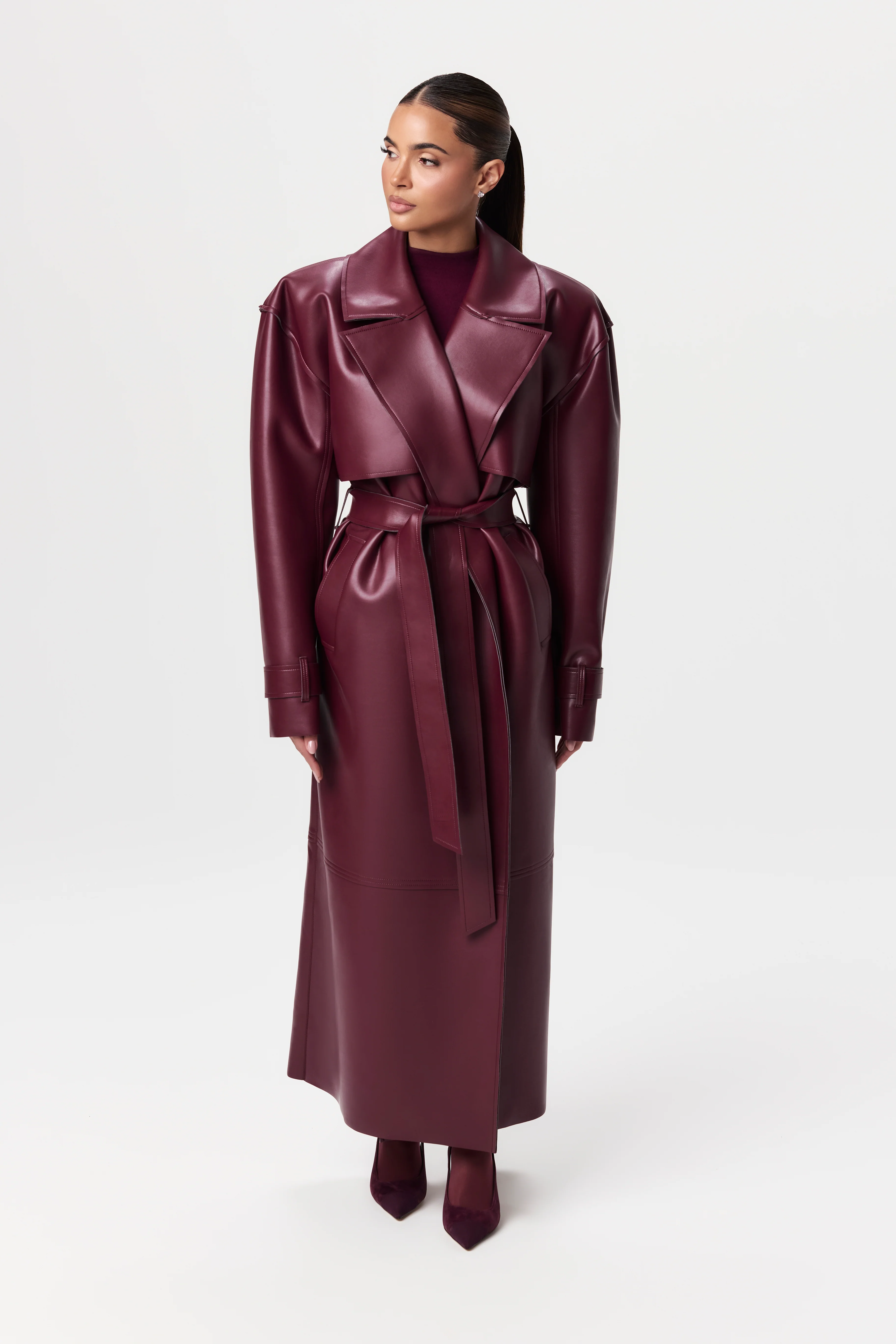 Vegan Leather Trench Coat - Image 48