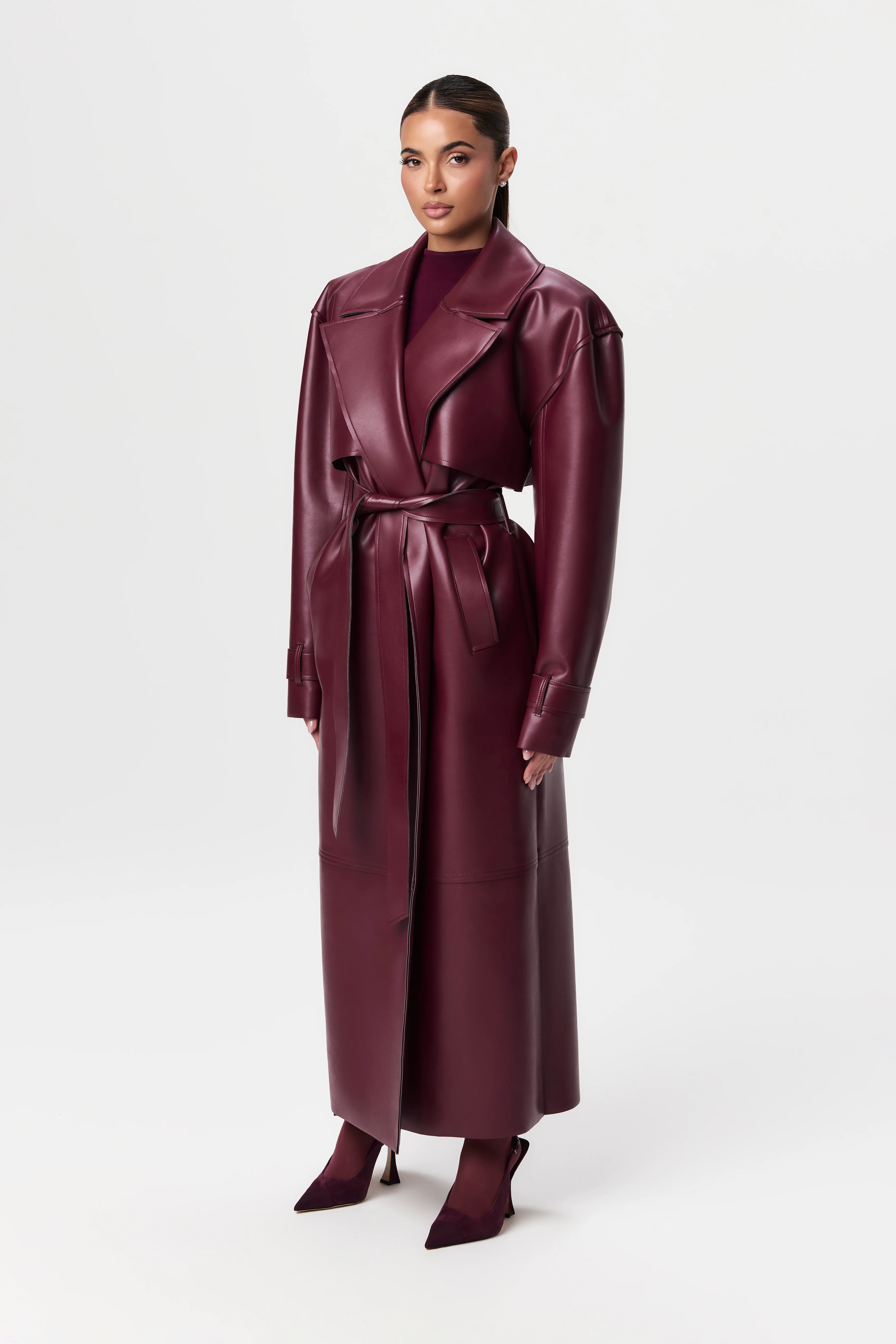 Vegan Leather Trench Coat - Image 49