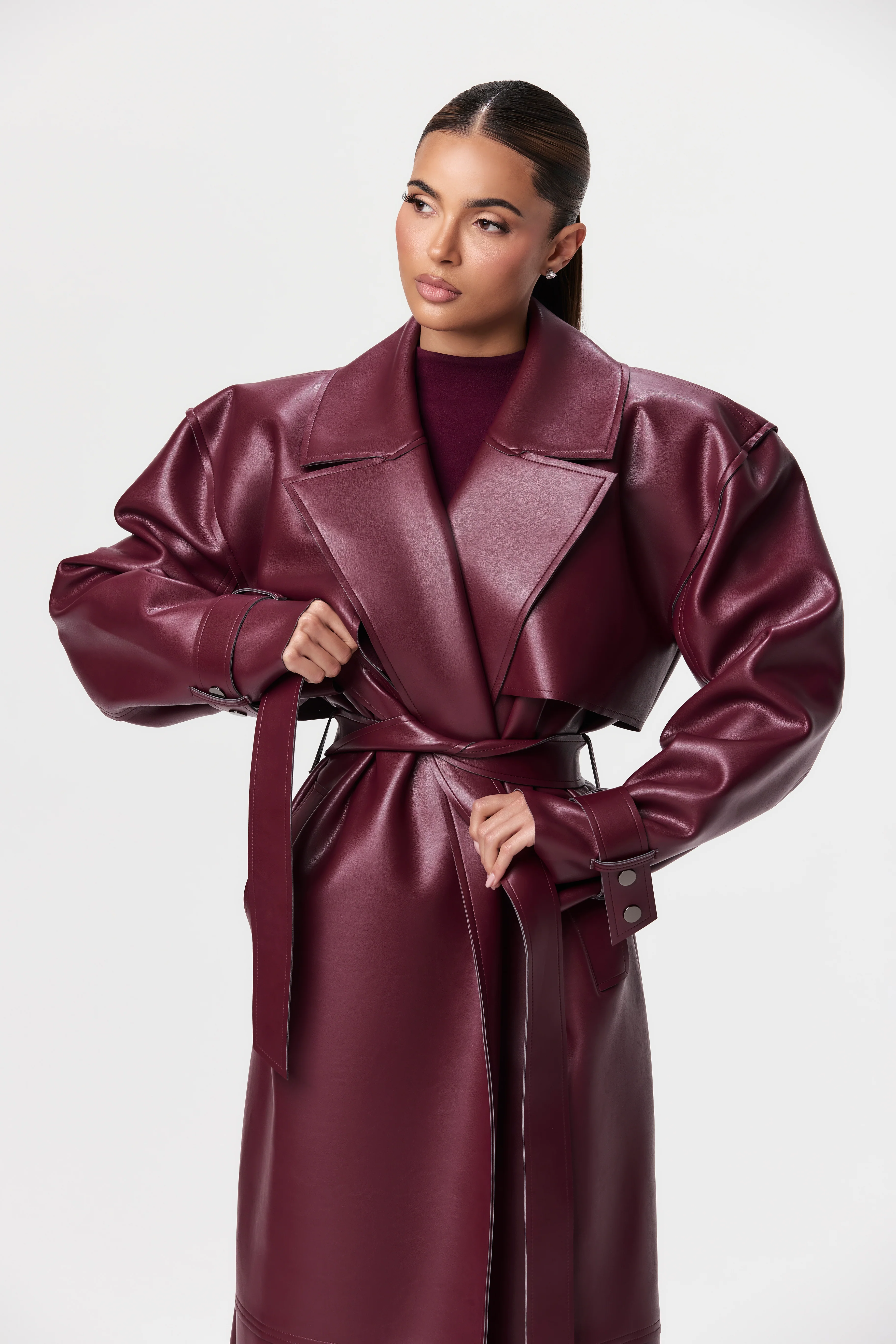 Vegan Leather Trench Coat - Image 50