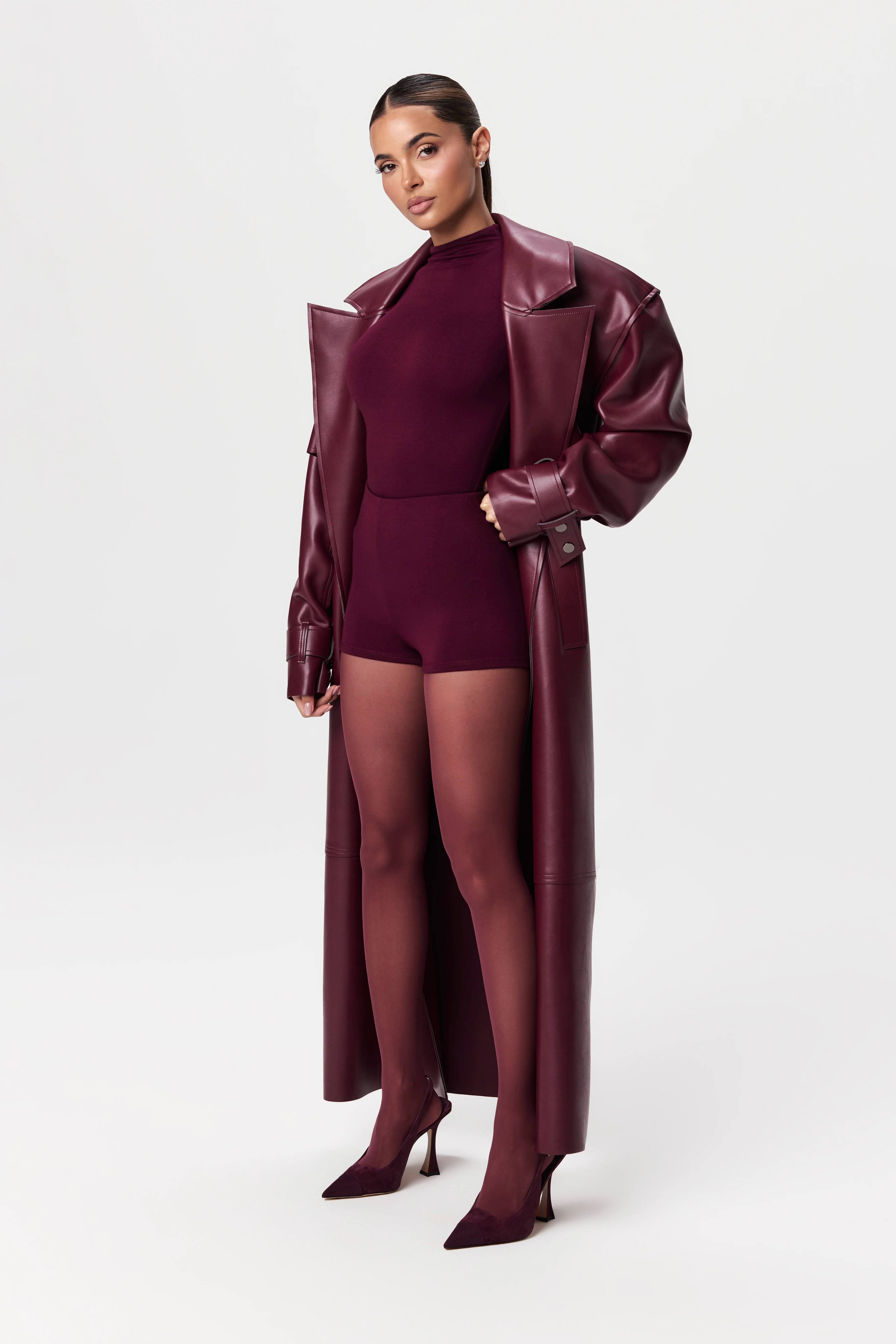 Vegan Leather Trench Coat - Image 52