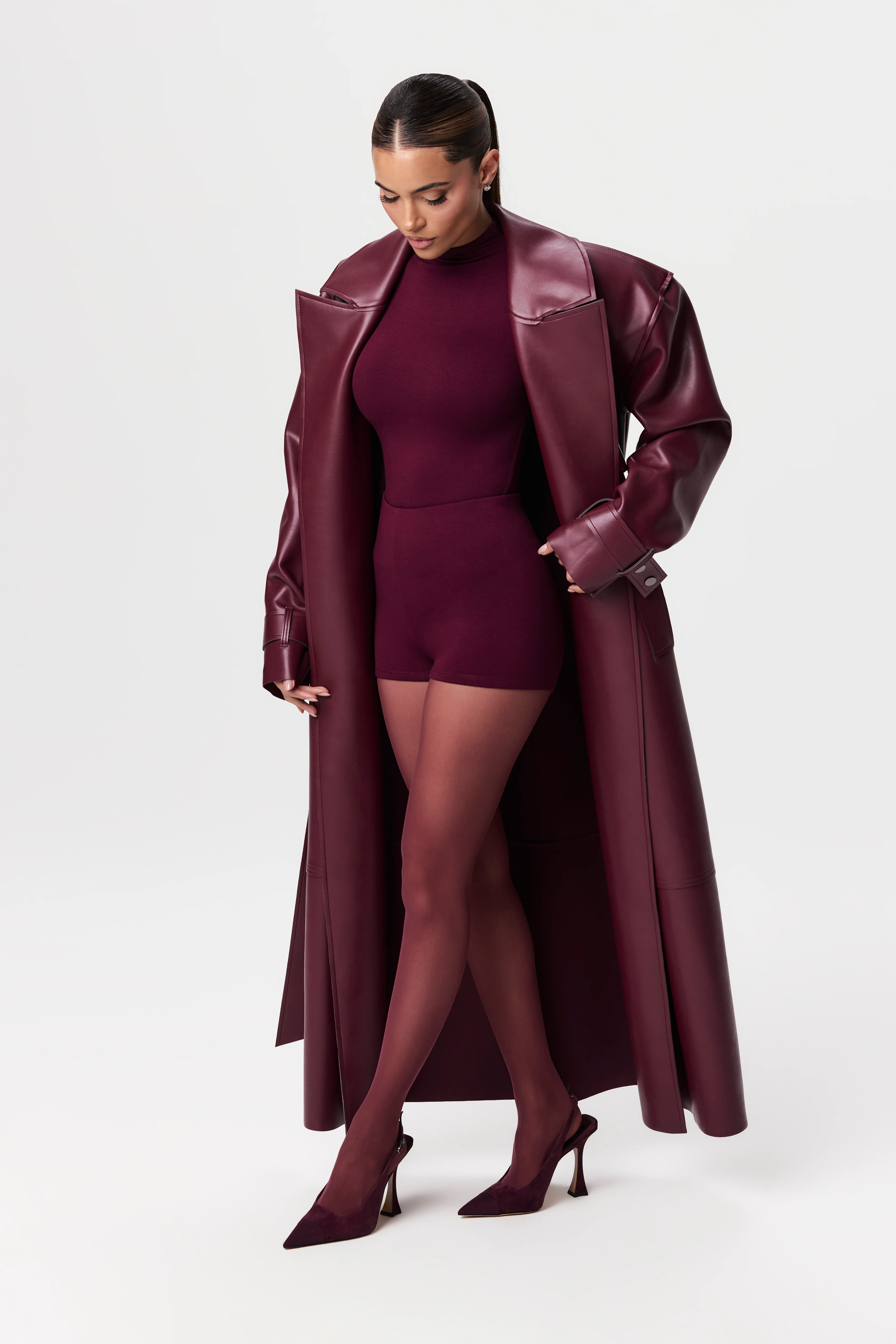 Vegan Leather Trench Coat - Image 54