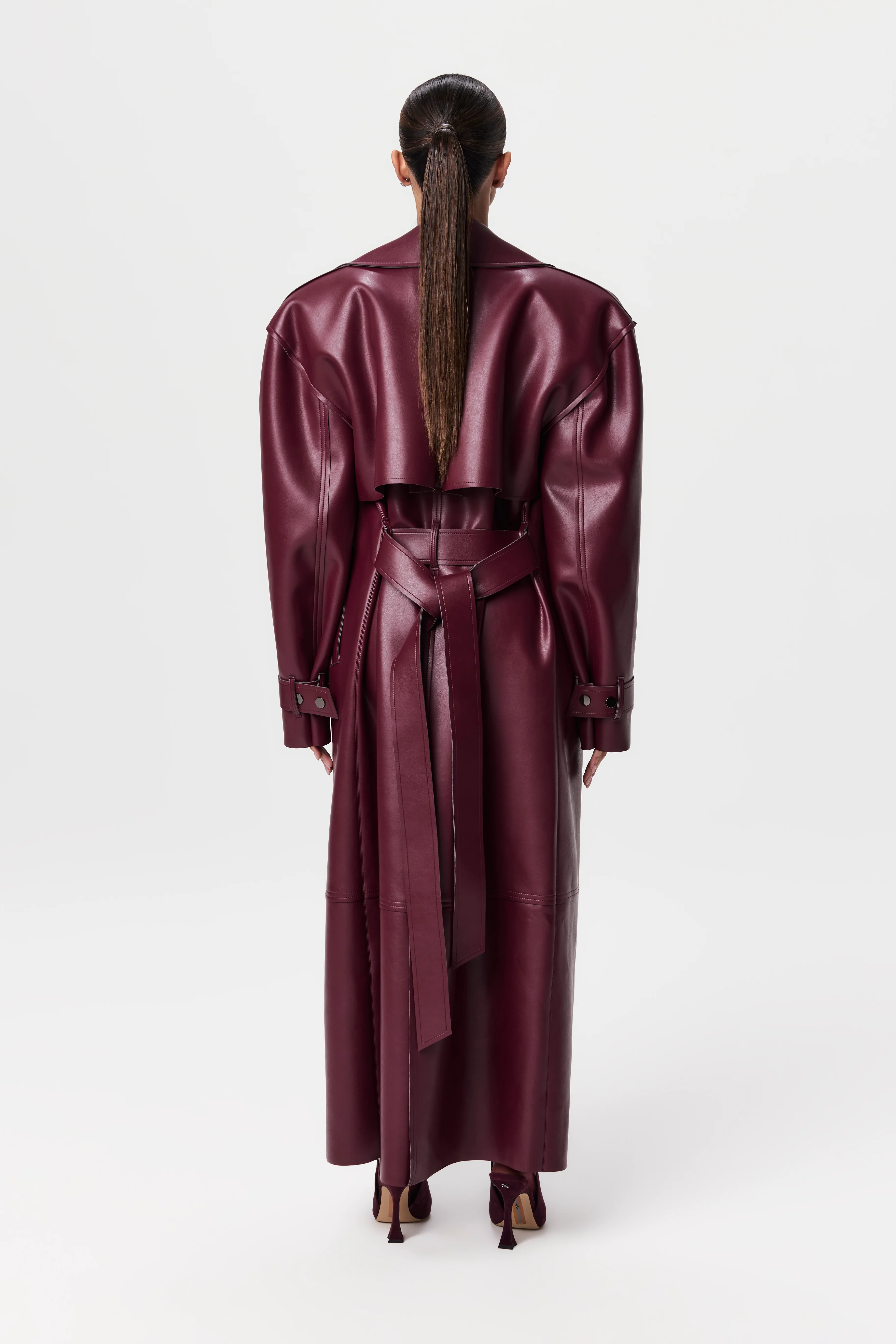 Vegan Leather Trench Coat - Image 55