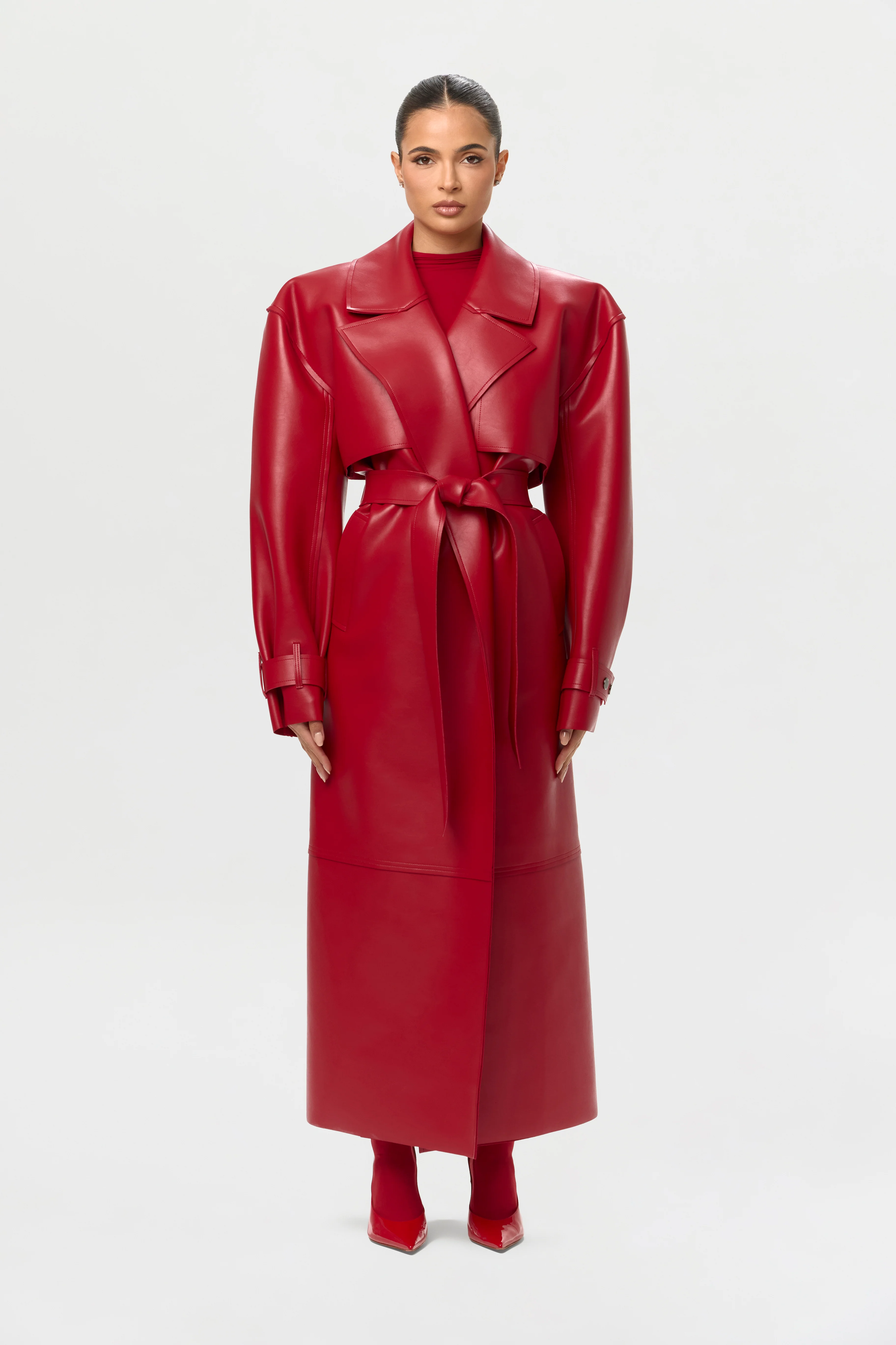 Vegan Leather Trench Coat - Image 7
