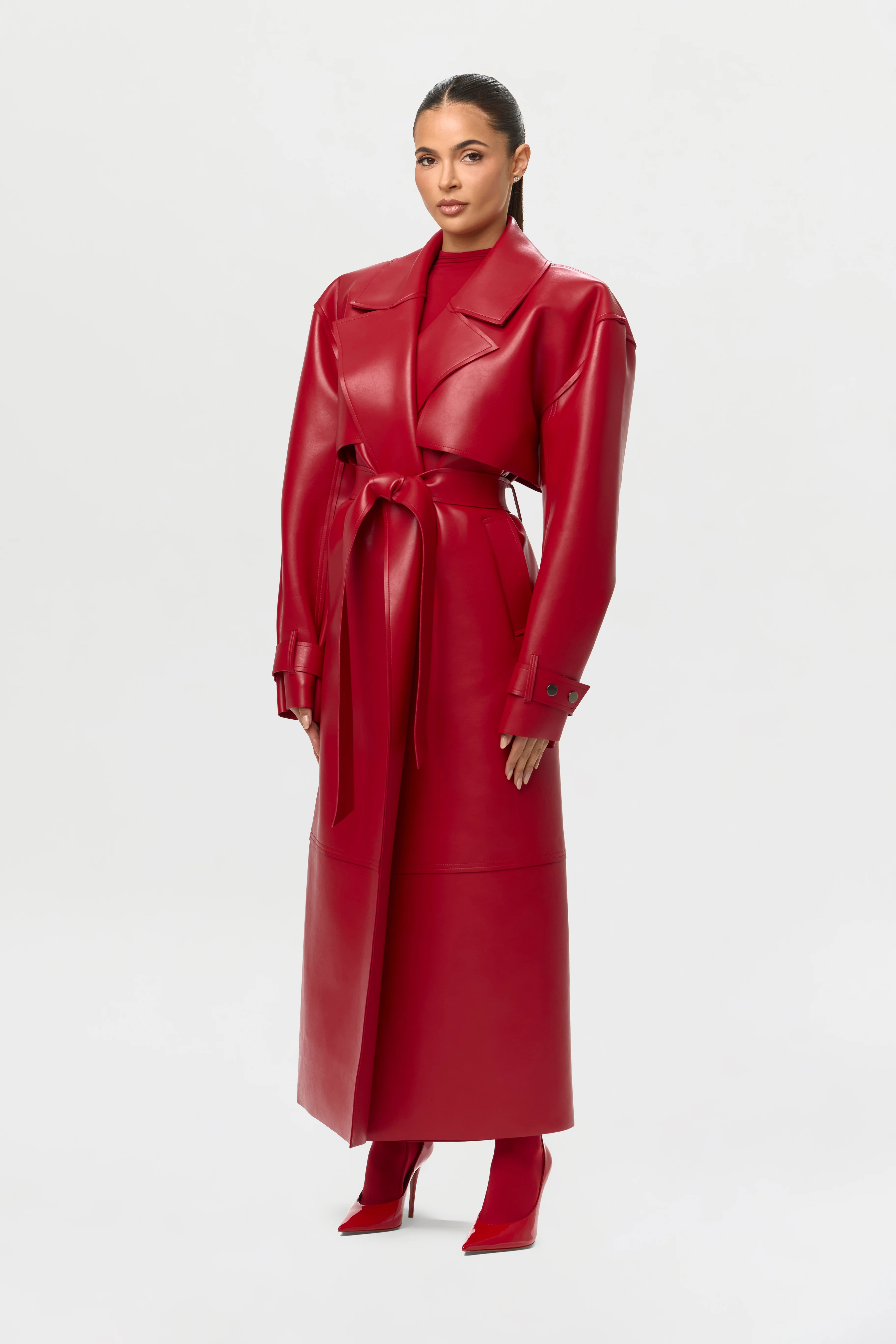 Vegan Leather Trench Coat - Image 8